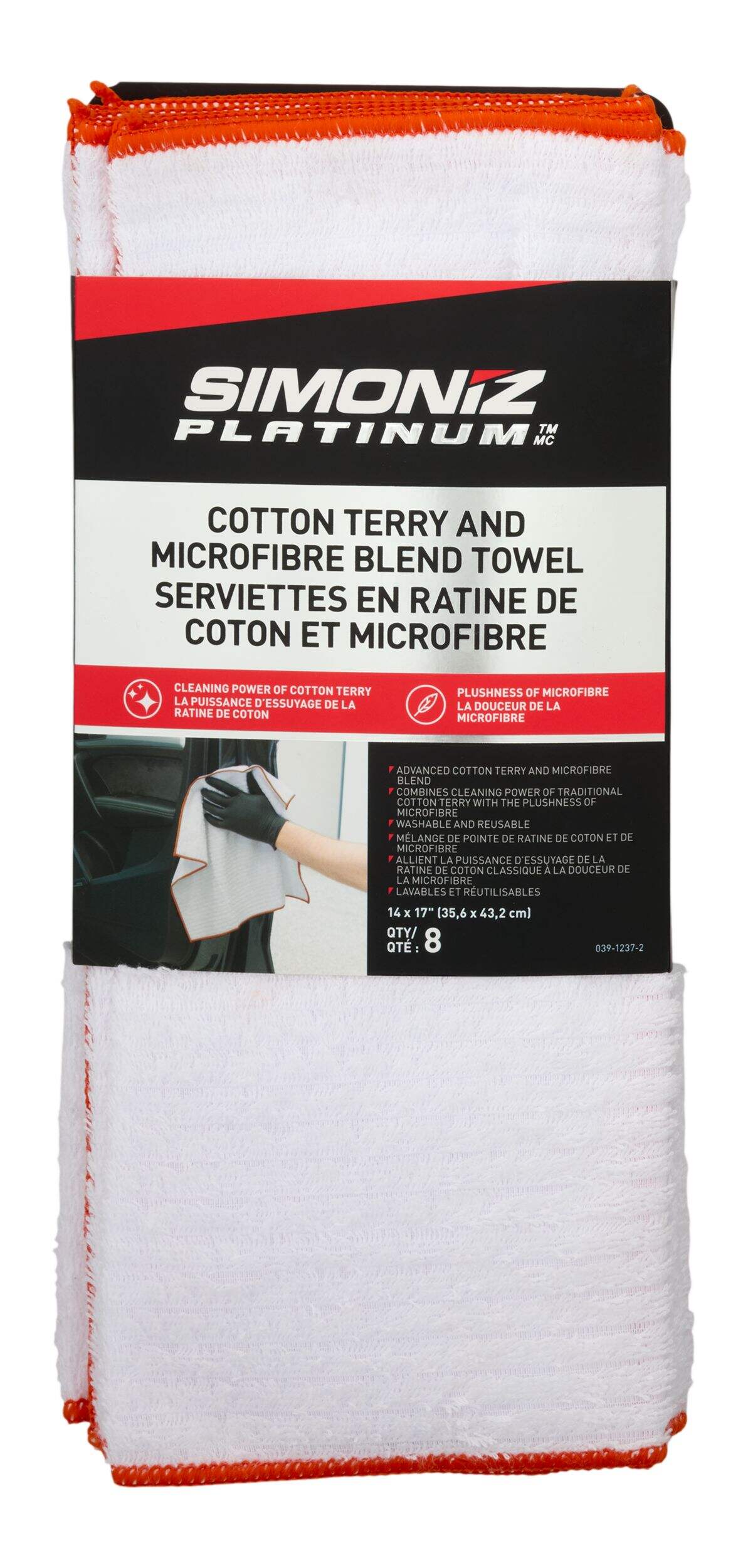 Simoniz Platinum Microfibre & Cotton Towels, 14-in x 17-in, 8-pk Front_Flat