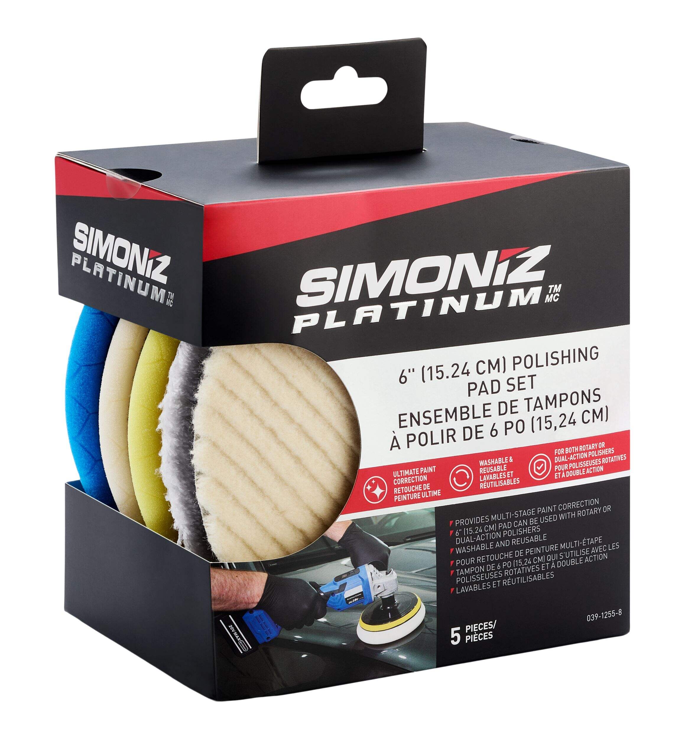 Simoniz Platinum Polishing Pad Kit, 6-in Pads, 5-pc Front_Angled_Right