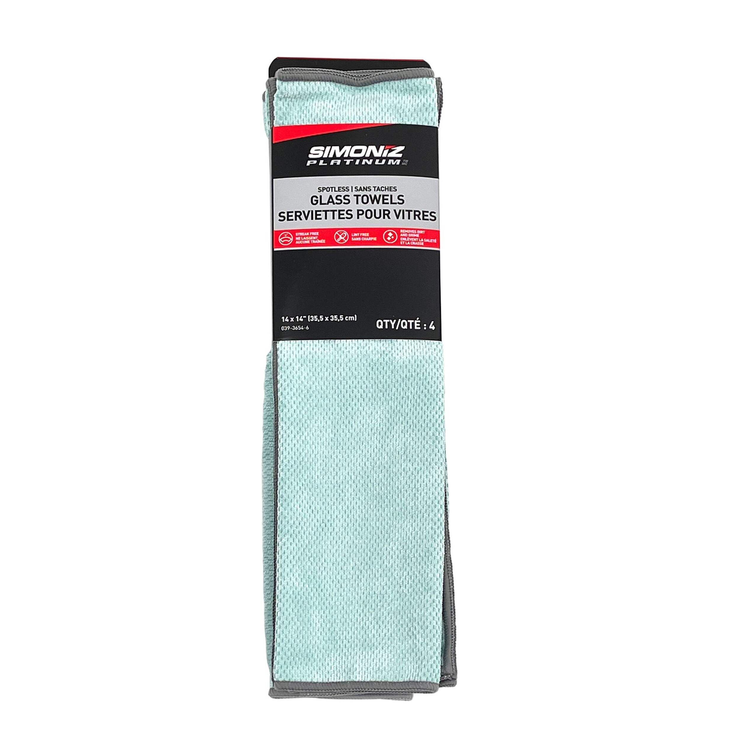 Simoniz Platinum Spotless Glass Towels, Blue, 4-pk Front_Flat
