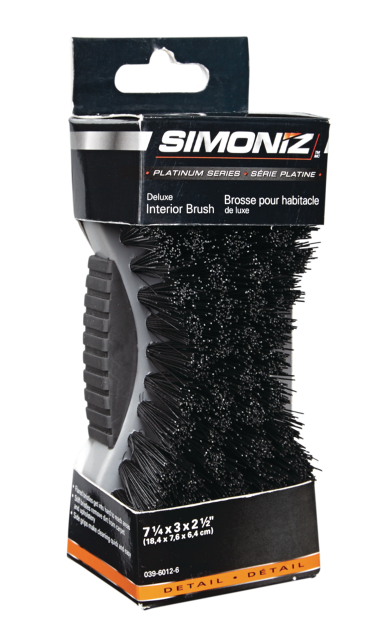 SIMONIZ Platinum Strong Bristles Comfort Grip Interior Brush for Carpet &  Upholstery, Black & Grey, 1-pc