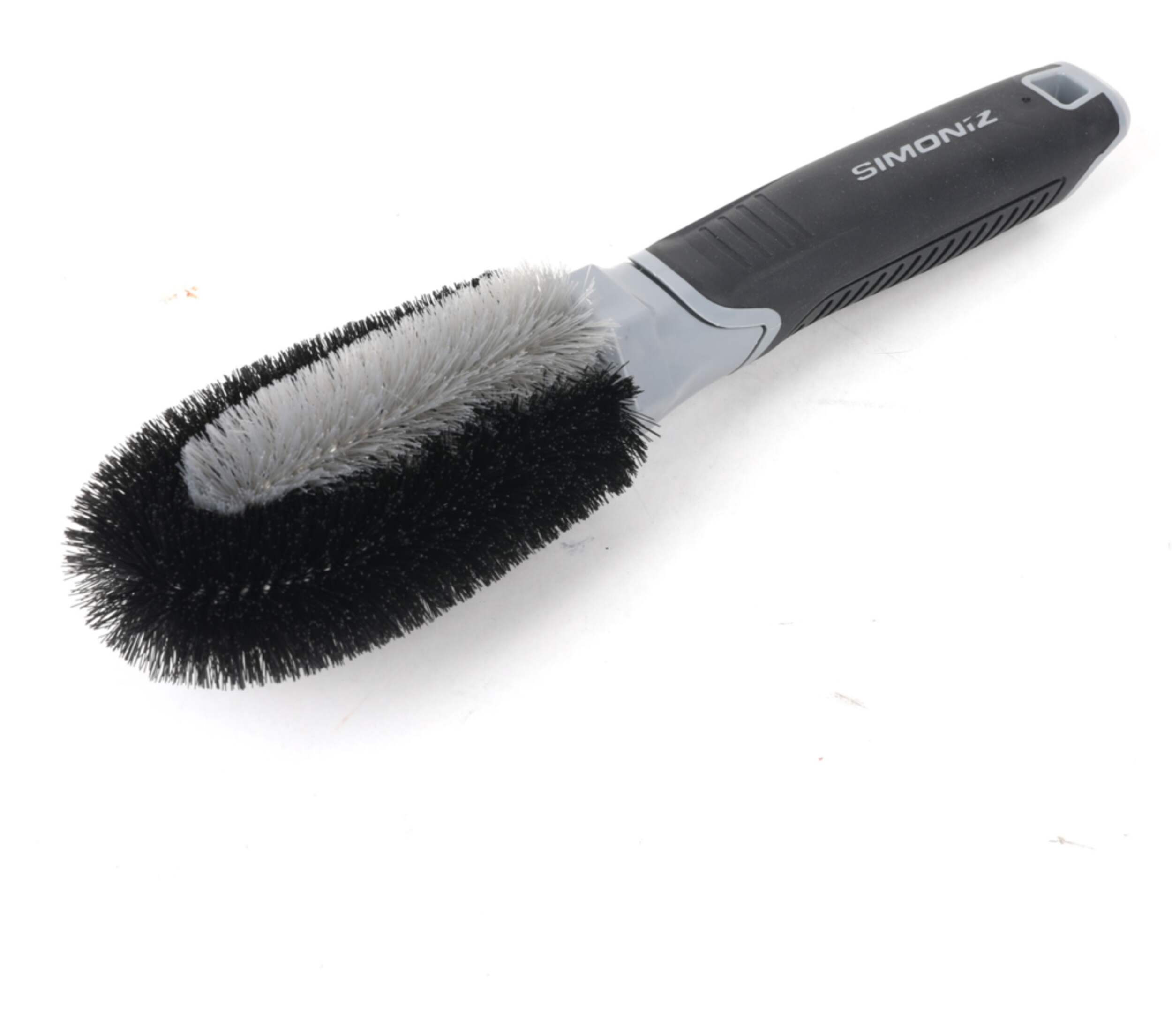 SIMONIZ Platinum Double-Loop Multi-Sided Brush Head Comfort Grip Wheel Cleaning Brush, Black & Grey, 1-pc Front_Angled_Left