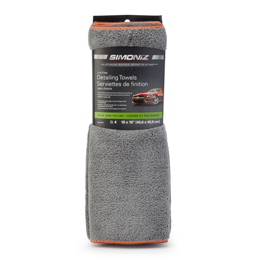 SIMONIZ Platinum Microfibre Lint-Free Detailing Towels, 16 x 16-in ...