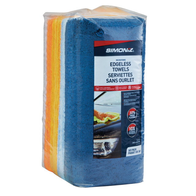 SIMONIZ Microfibre MultiPurpose Edgeless Towels, 12 x 12in, Multicolour, 50pk Canadian Tire