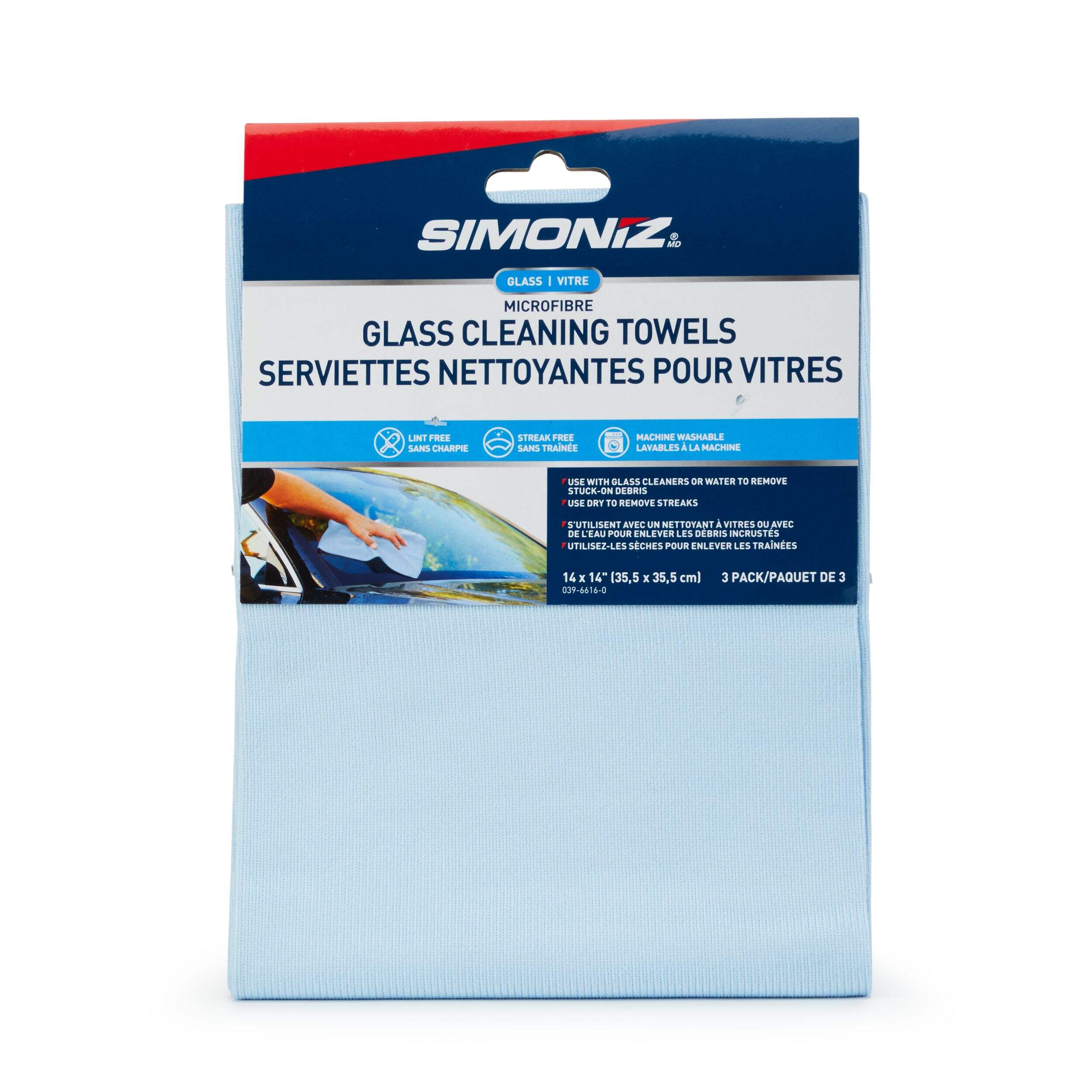 Chiffons de nettoyage en microfibres Simoniz, paq. 3 Front_Flat