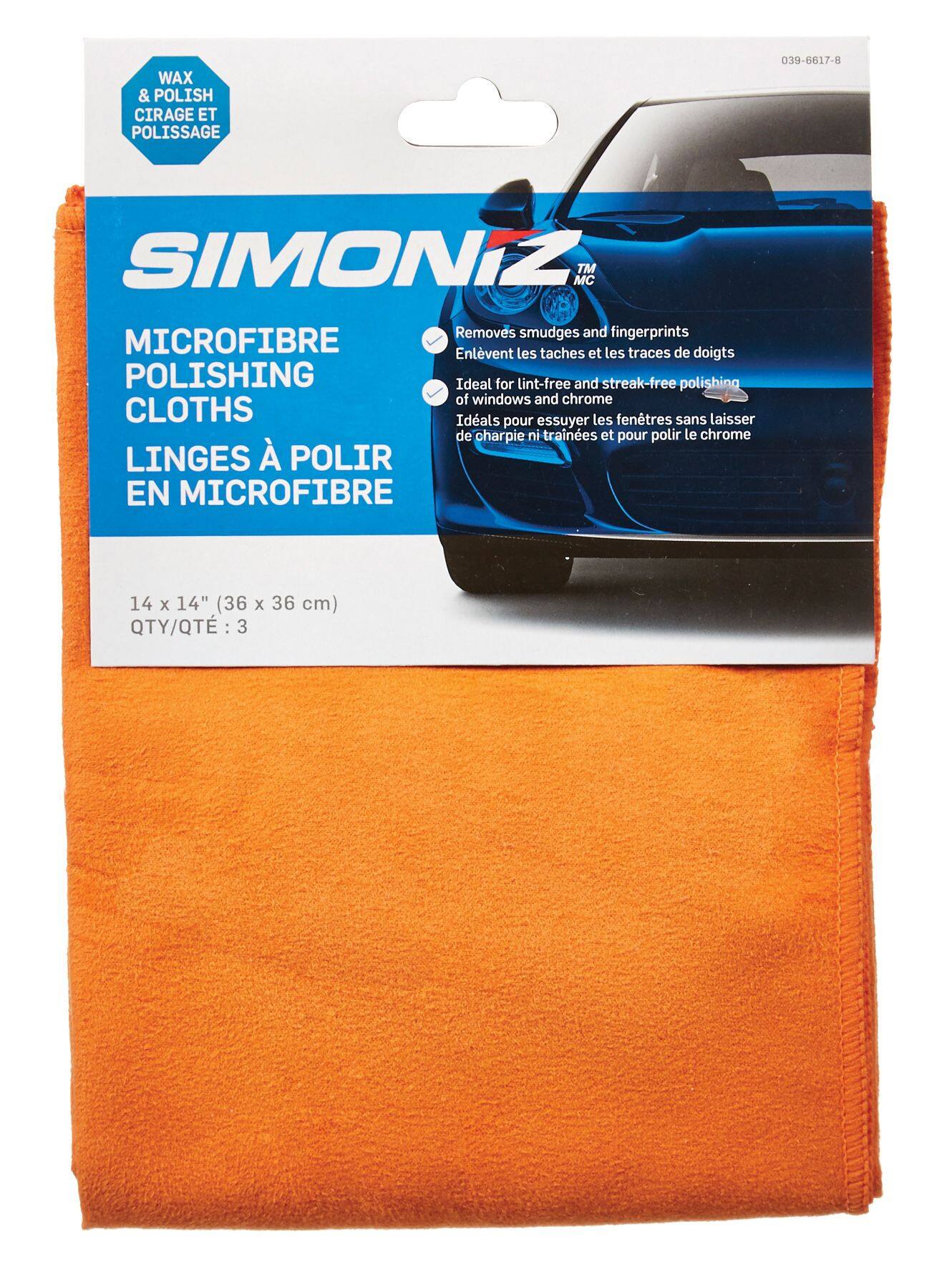 SIMONIZ Microfibre Edged Towels, 12 x 12-in, Blue, White, Orange, Yellow,  36-pk