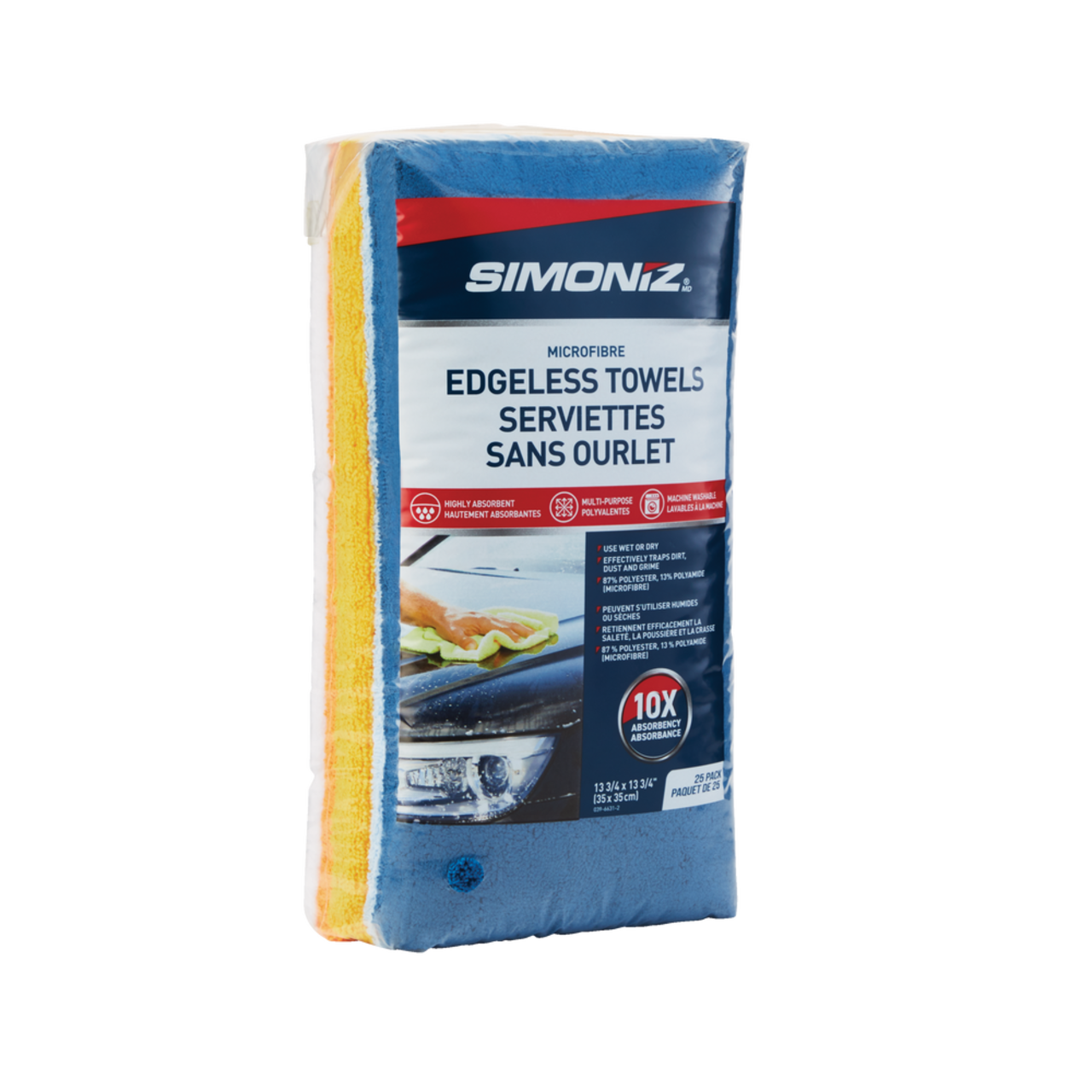 SIMONIZ Microfibre Multi-Purpose Edgeless Towels, 12 x 12-in, Multi-colour,  50-pk