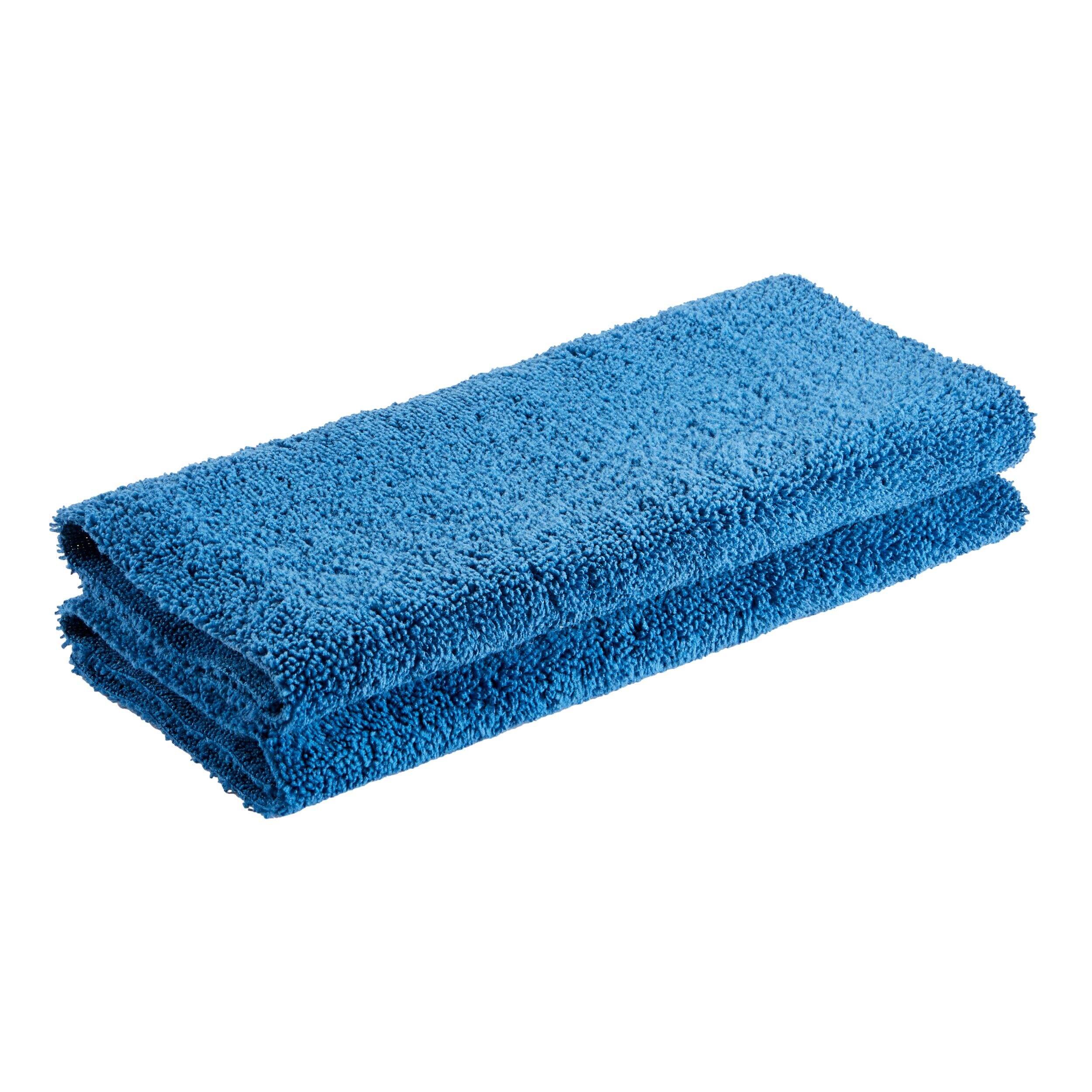 Serviettes tout usage sans rebords en microfibres SIMONIZ, 12 x 15 po, bleu, paq. 2 Front_Angled_Right