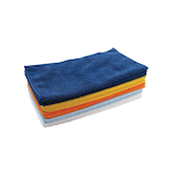 SIMONIZ Microfibre Edgeless Towels, 12 x 12-in, Blue, White, Orange, Yellow, 36-pk Front_Angled_Right
