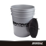 SIMONIZ Platinum Round Durable 5 Gallon Plastic Water Bucket with Dirt Trap, Grey, 20-L Composite_or_Mixed