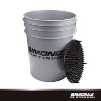 SIMONIZ Platinum Round Durable 5 Gallon Plastic Water Bucket with Dirt Trap, Grey, 20-L