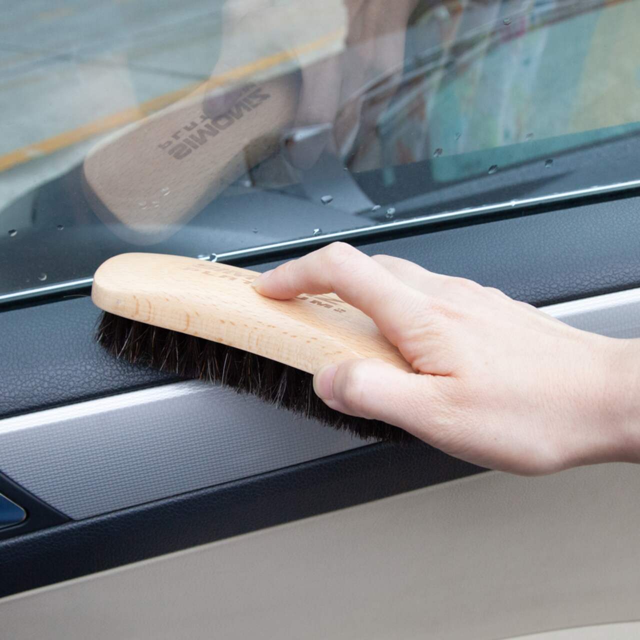 cheval cheveux voiture cleaner intérieur cuir siège brosse de nettoyage en  bois poignée sièges auto brosse
