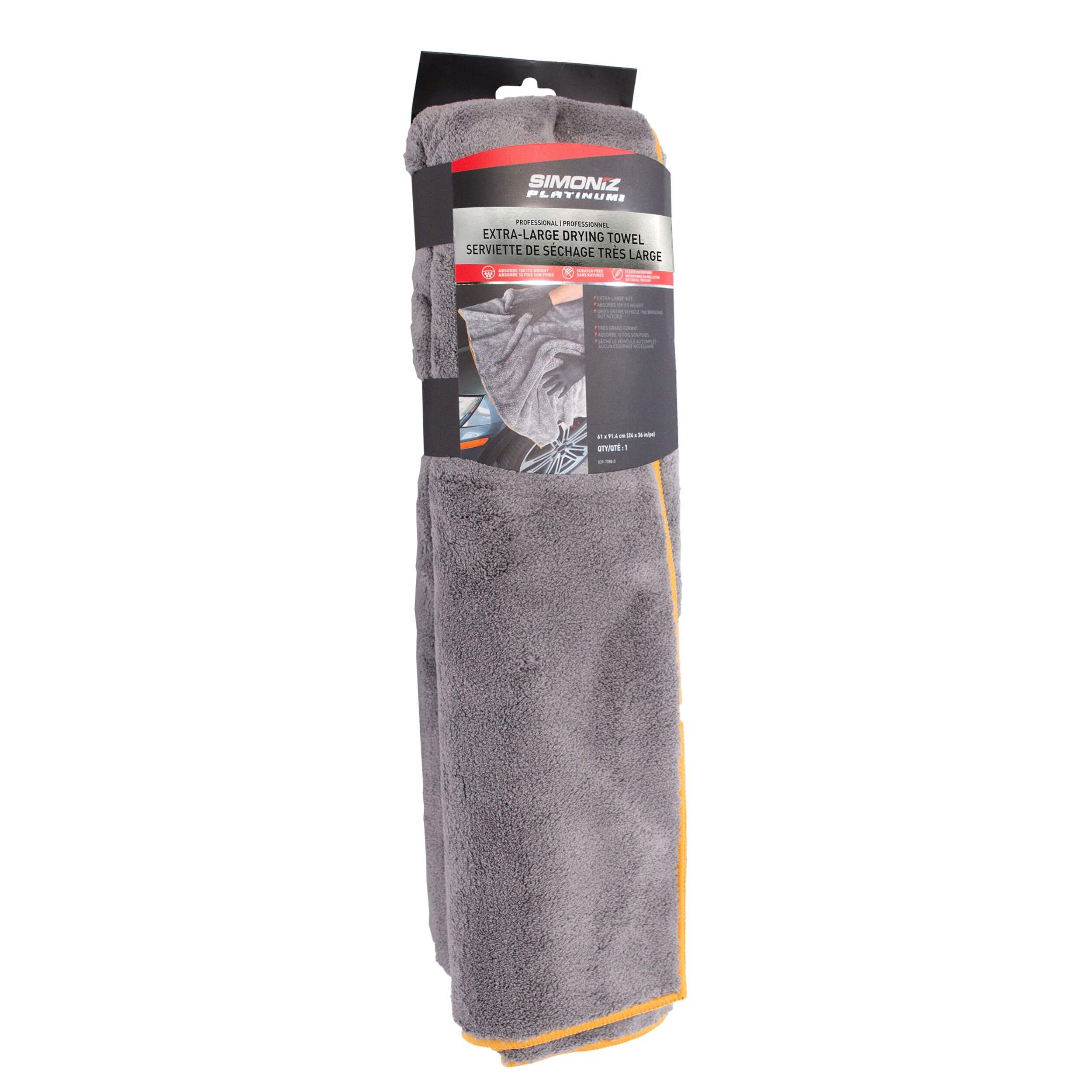 Simoniz Platinum Coral Fleece Microfibre Drying Towel, Grey Front_Angled_Right