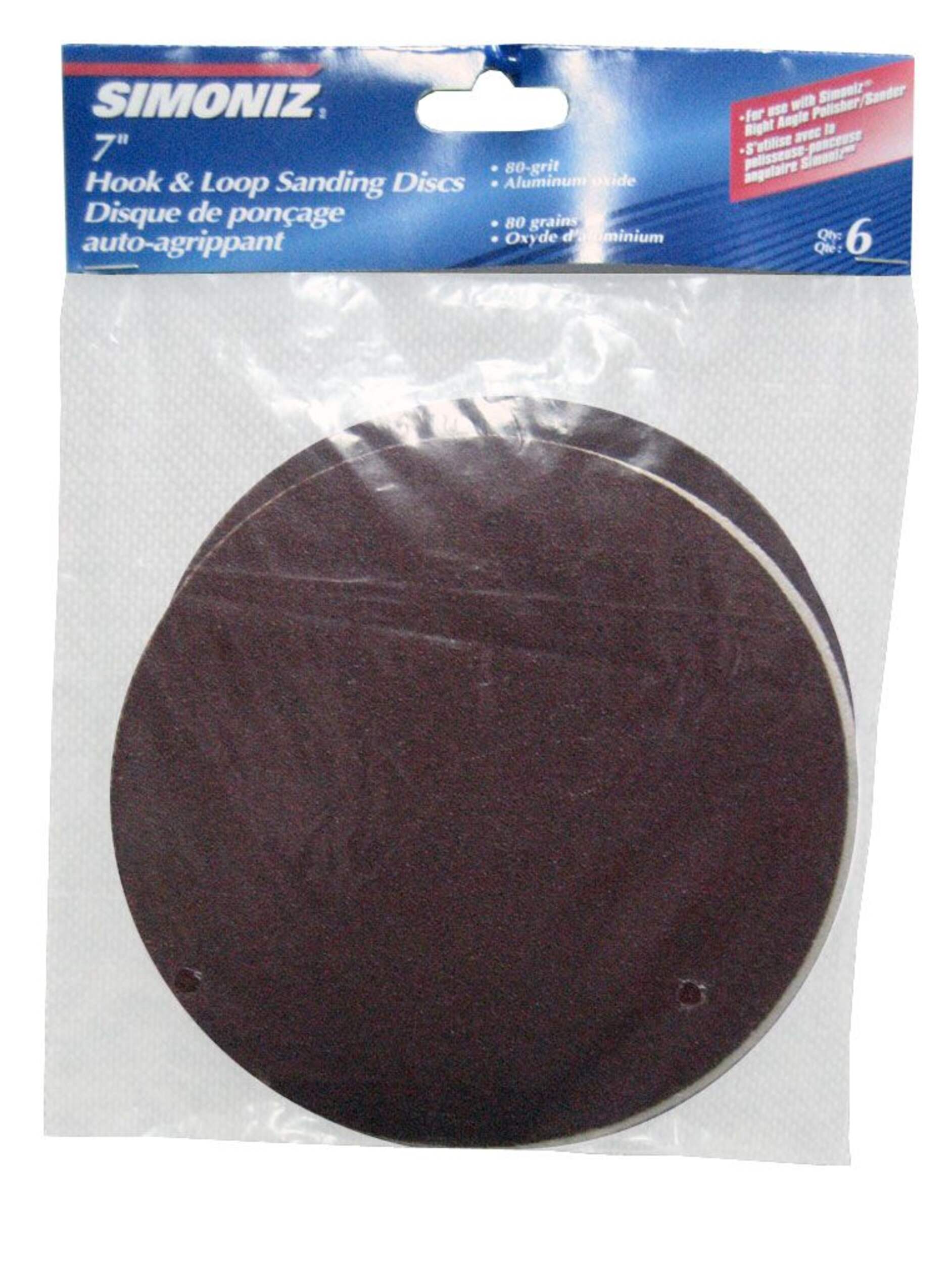 SIMONIZ 80-Grit Hook & Loop Sanding Discs, 7-in, Brown, 6-pk, for use with SIMONIZ 7'' (CT# 039-9013-6) Overhead_Plunge