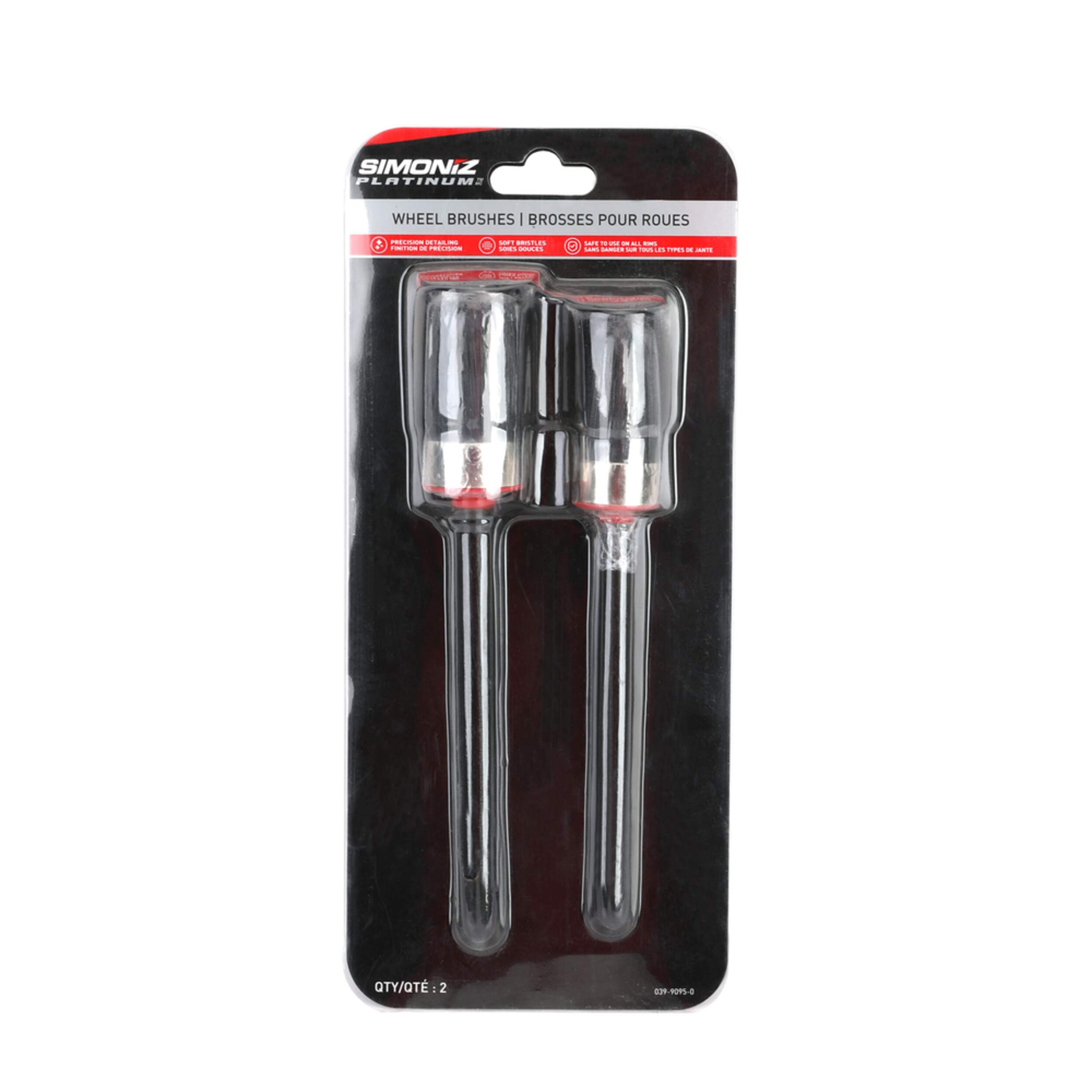 Brosse de nettoyage pour roues finition de précision poils doux sécuritaire pour toutes les jantes Simoniz Platinum, noir, paq. 2 Front_Flat