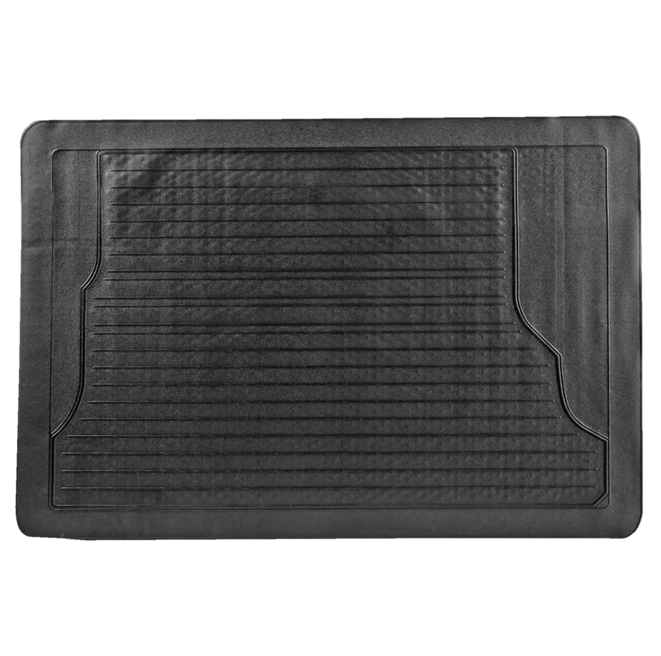 MotoMaster Vinyl Utility Cargo Trunk Mat, Non Slip, Black Overhead_Flat