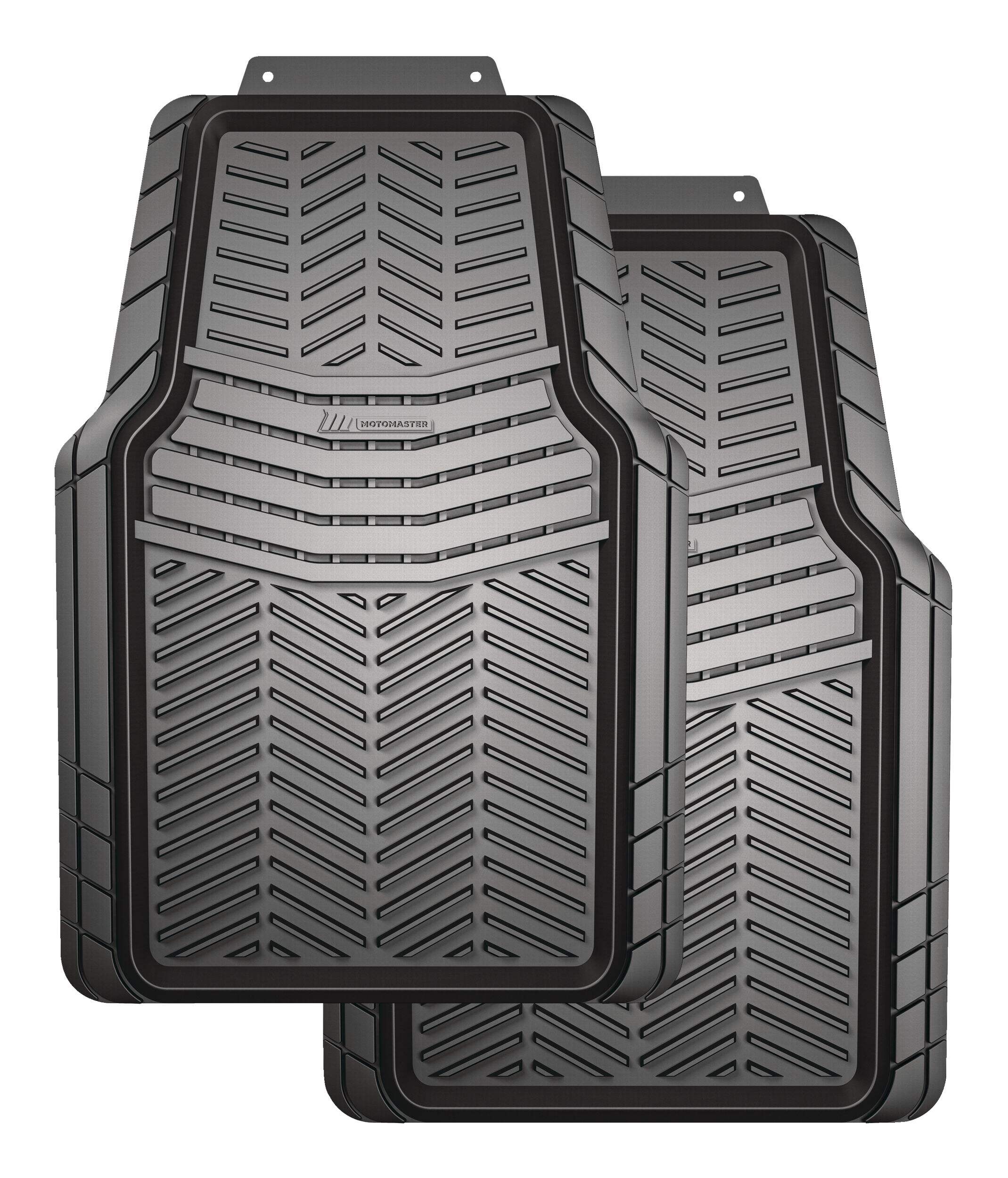 MotoMaster Extreme Heavy-Duty Rubber Floor Mats Set, Black, 2-pk Overhead_Flat