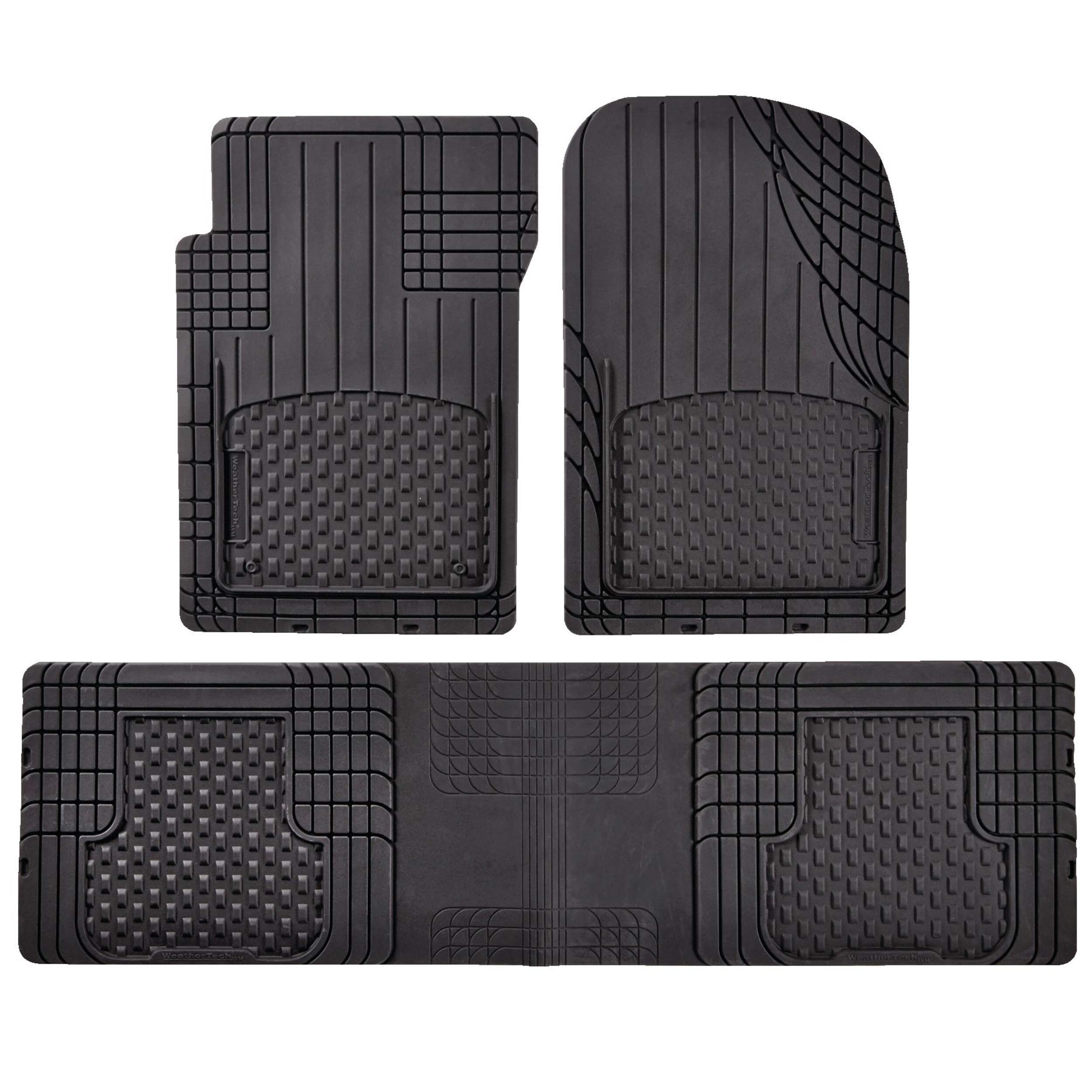 WeatherTech Universal Floor Mat Set, Black, 3-pk Overhead_Flat