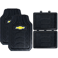 Chevy Licensed Heavy Duty Floor Mats, Black, 4-pc Overhead_Flat
