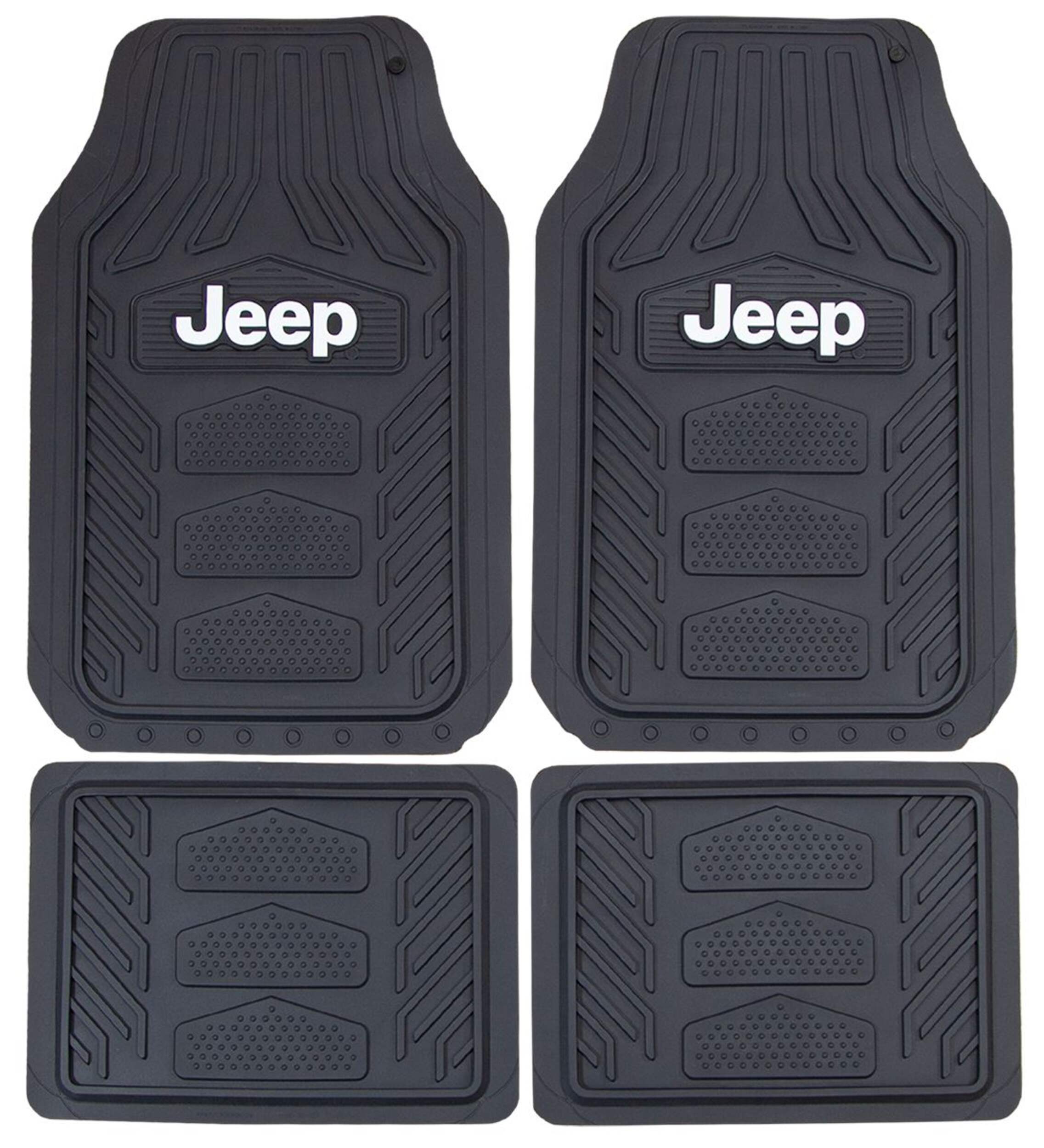 Jeep Licensed Heavy Duty Floor Mats, Weatherpro, Black, 4-pc Overhead_Flat