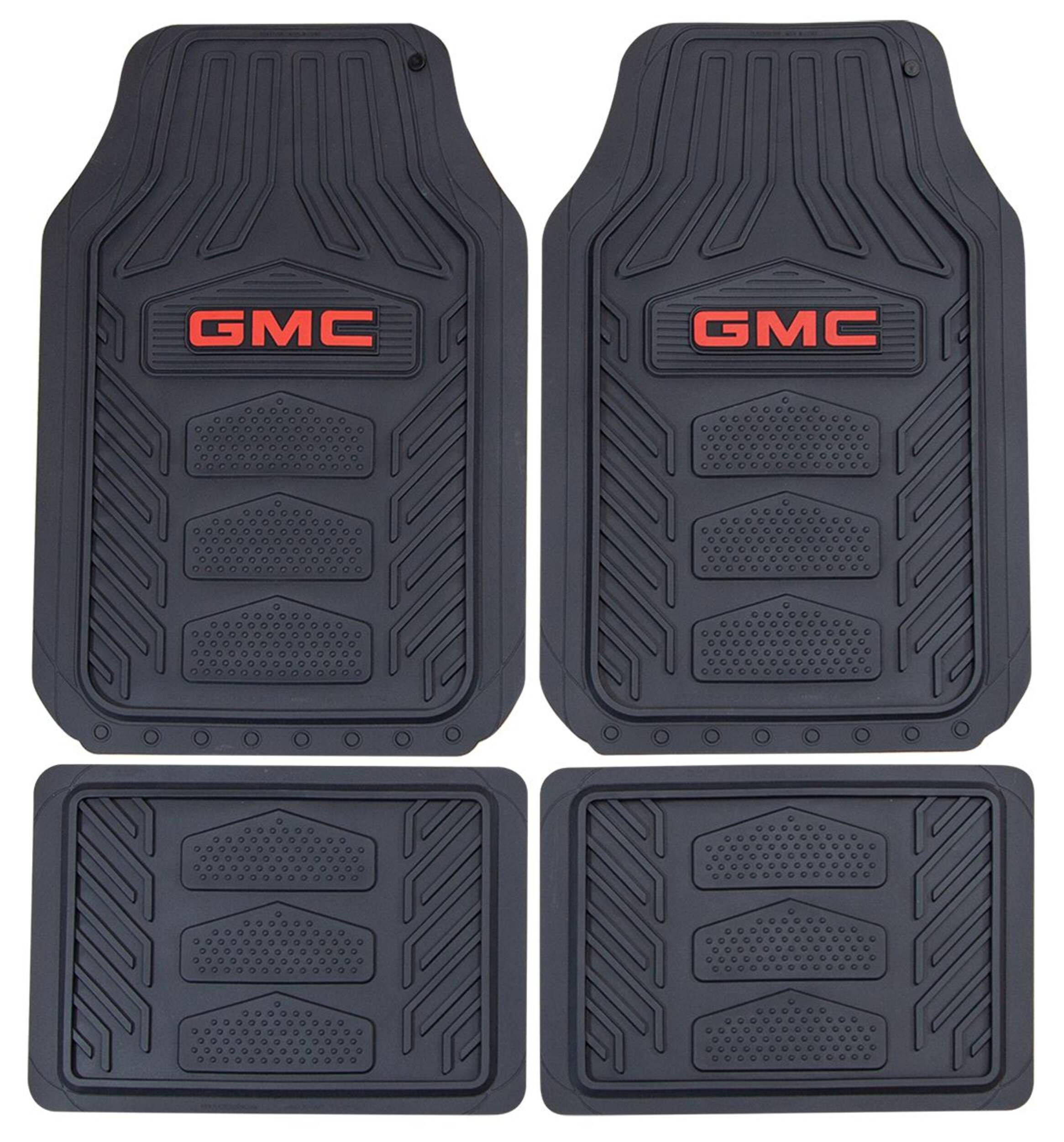 GMC Licensed Heavy Duty Floor Mats, Black, 4-pc Overhead_Flat