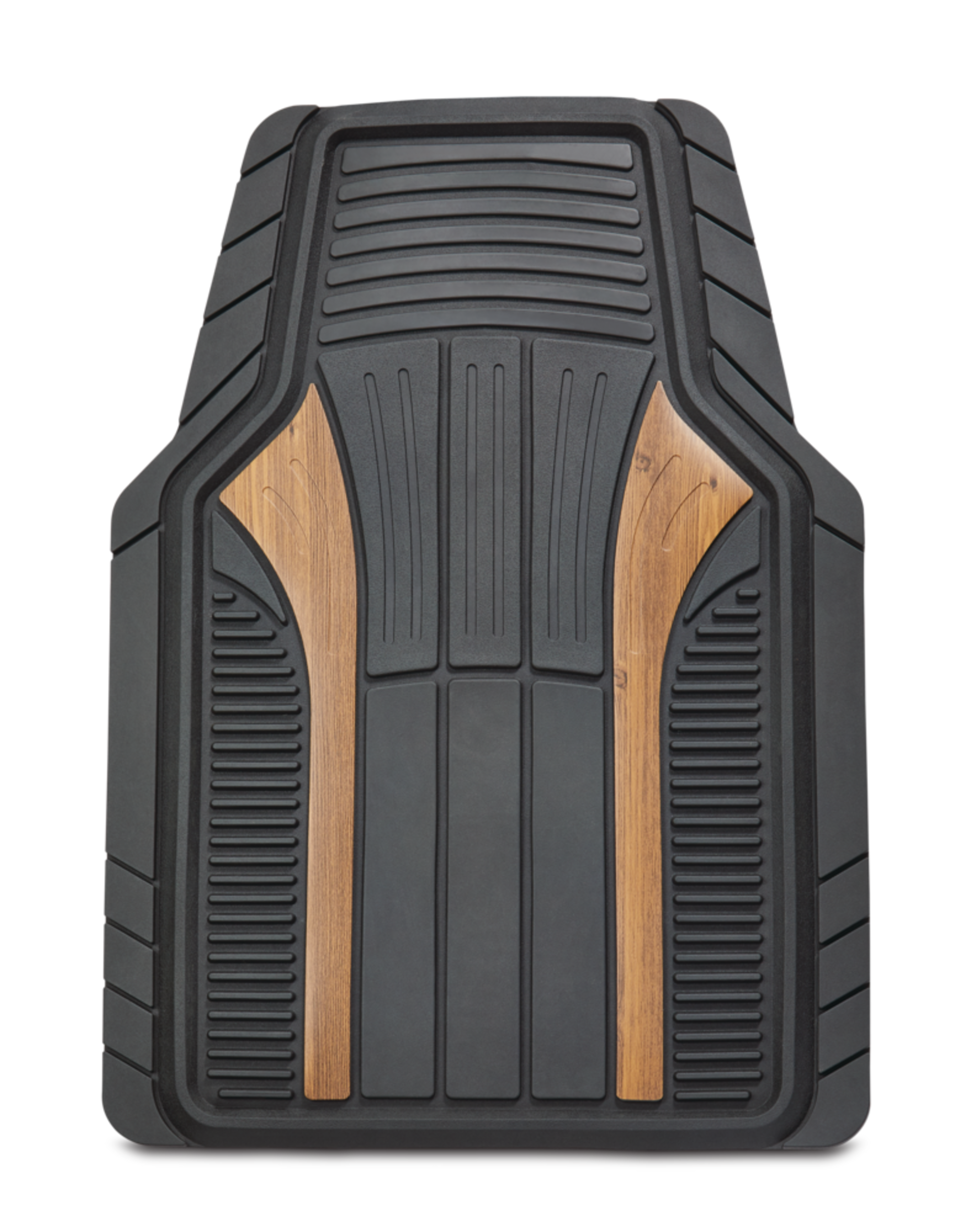 MotoMaster Wood Accent Car Floor Mat Set, Black, 4-pk Overhead_Flat