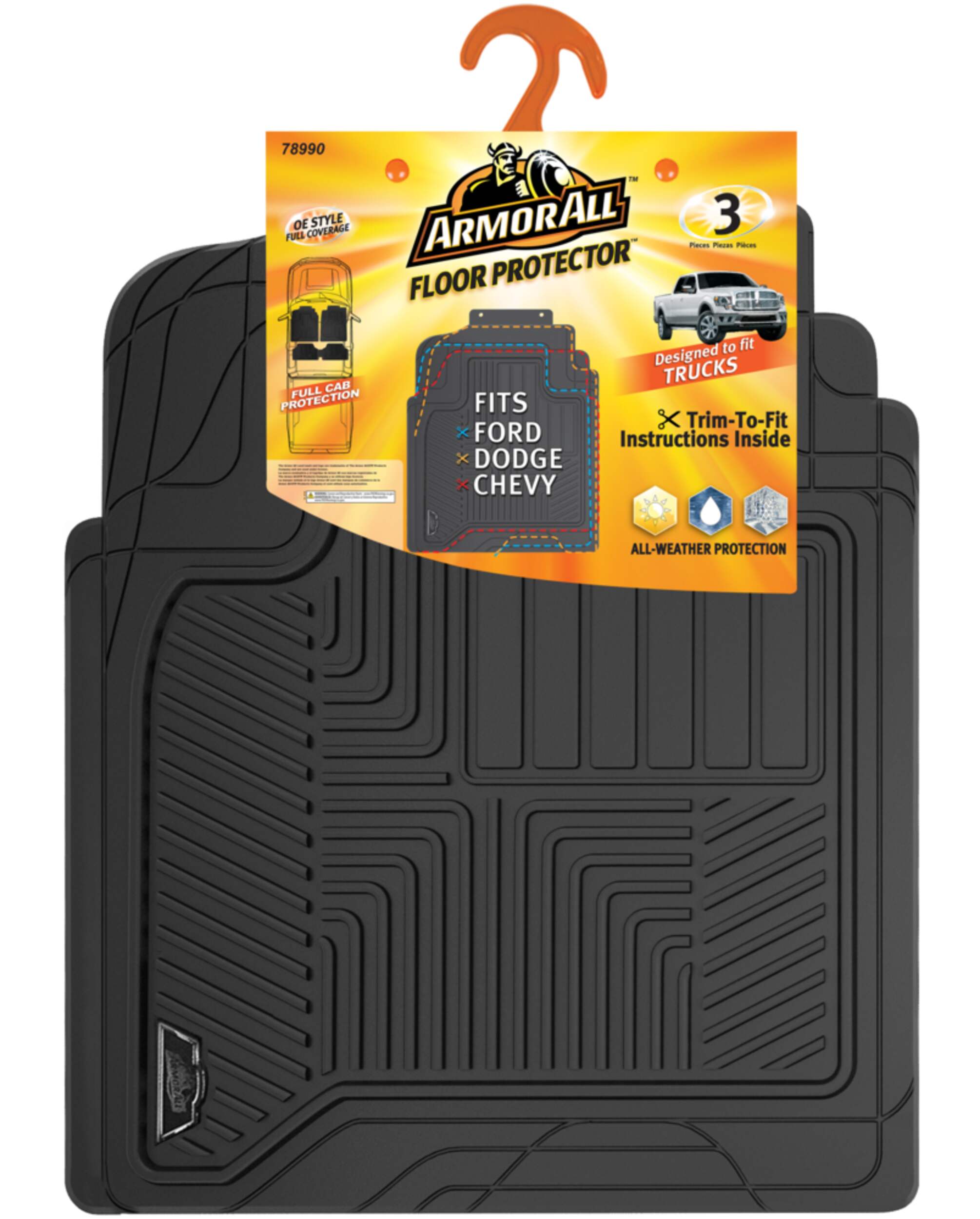 Armor All Truck Floor Mats, Black, 3-pk Front_Flat
