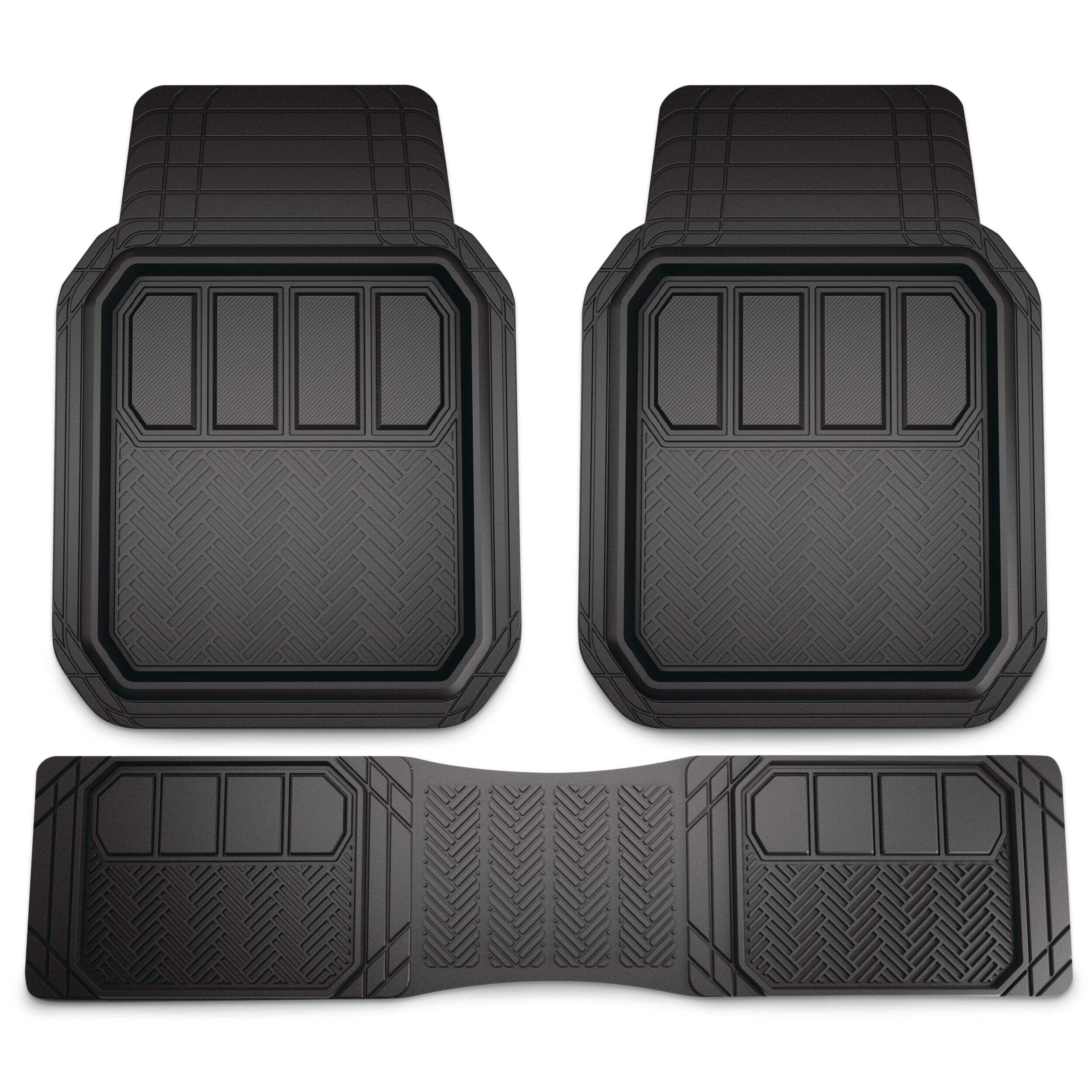 Armor All Deep Tray Car Floor Mats, Black, 3-pk Front_Flat