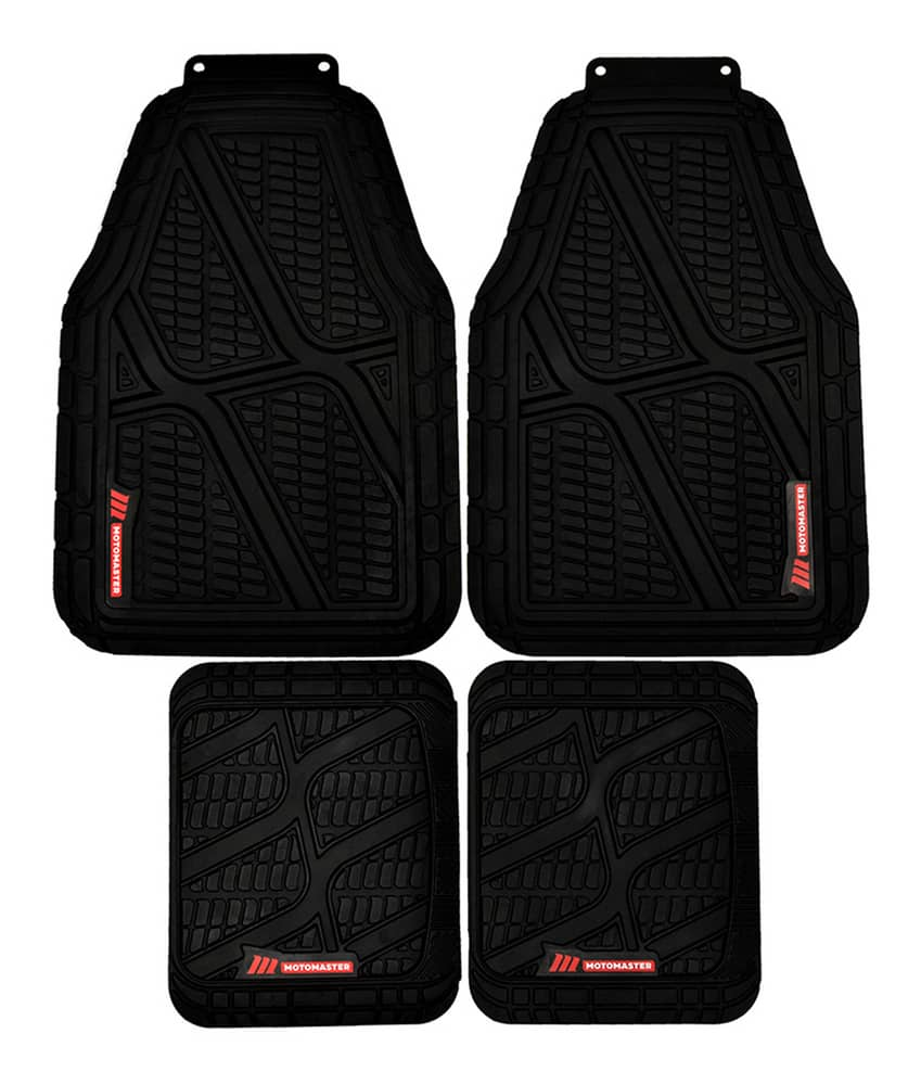 MotoMaster Natural Rubber All Season Small Tread Car Floor Mat Set, Black,  4-pk