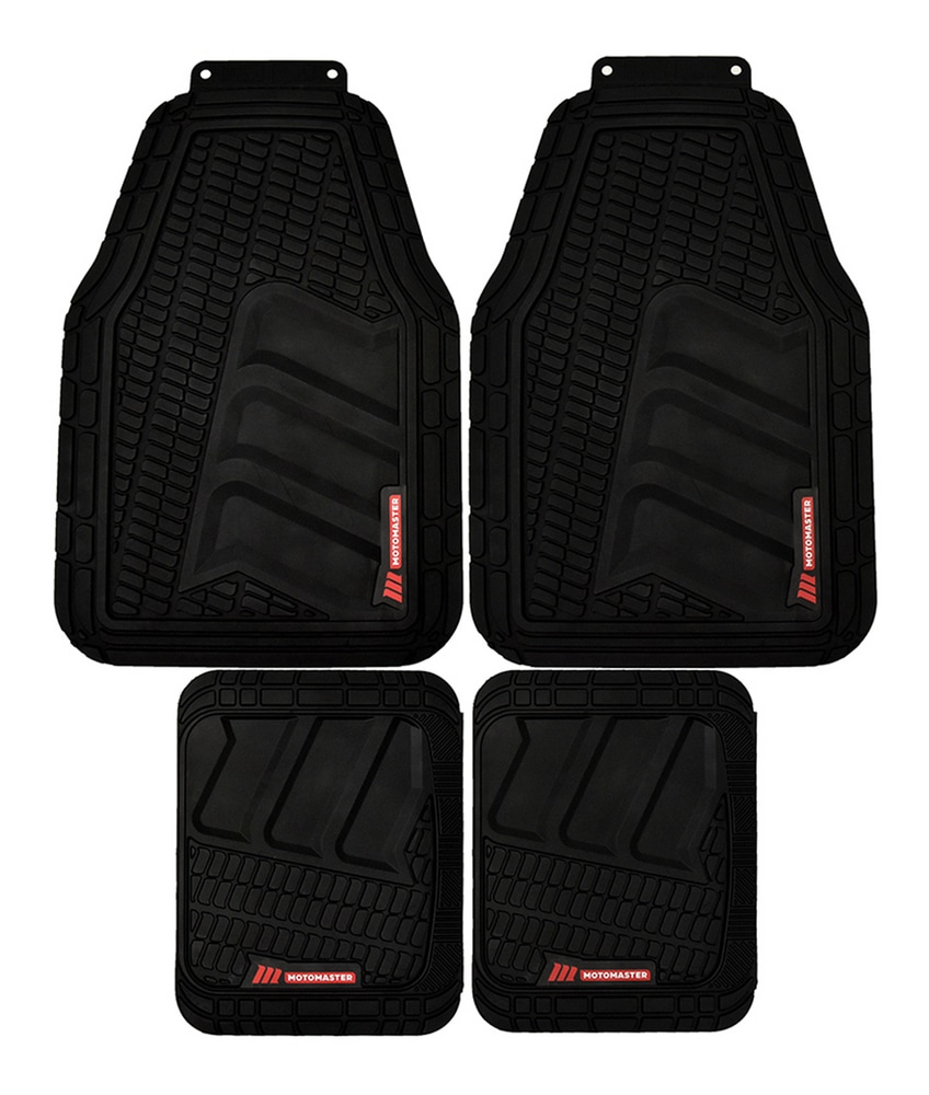 MotoMaster Natural Rubber All Season Large Tread Car Floor Mat Set, Black, 4pk Canadian Tire