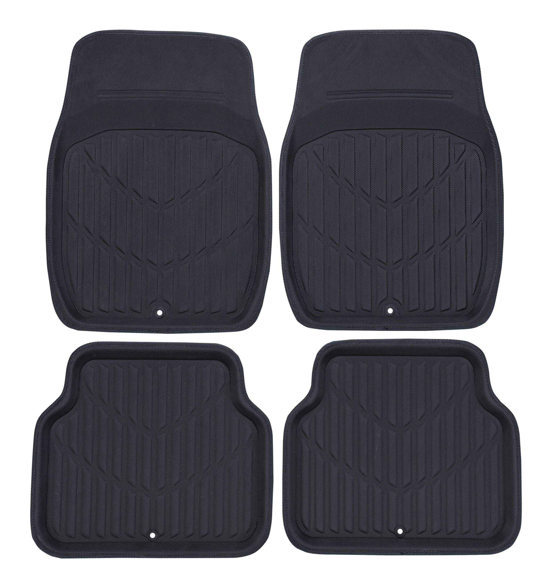 Tapis d'auto en fibre de carbone AutoTrends, mat, noir, paq. 4 Overhead_Flat