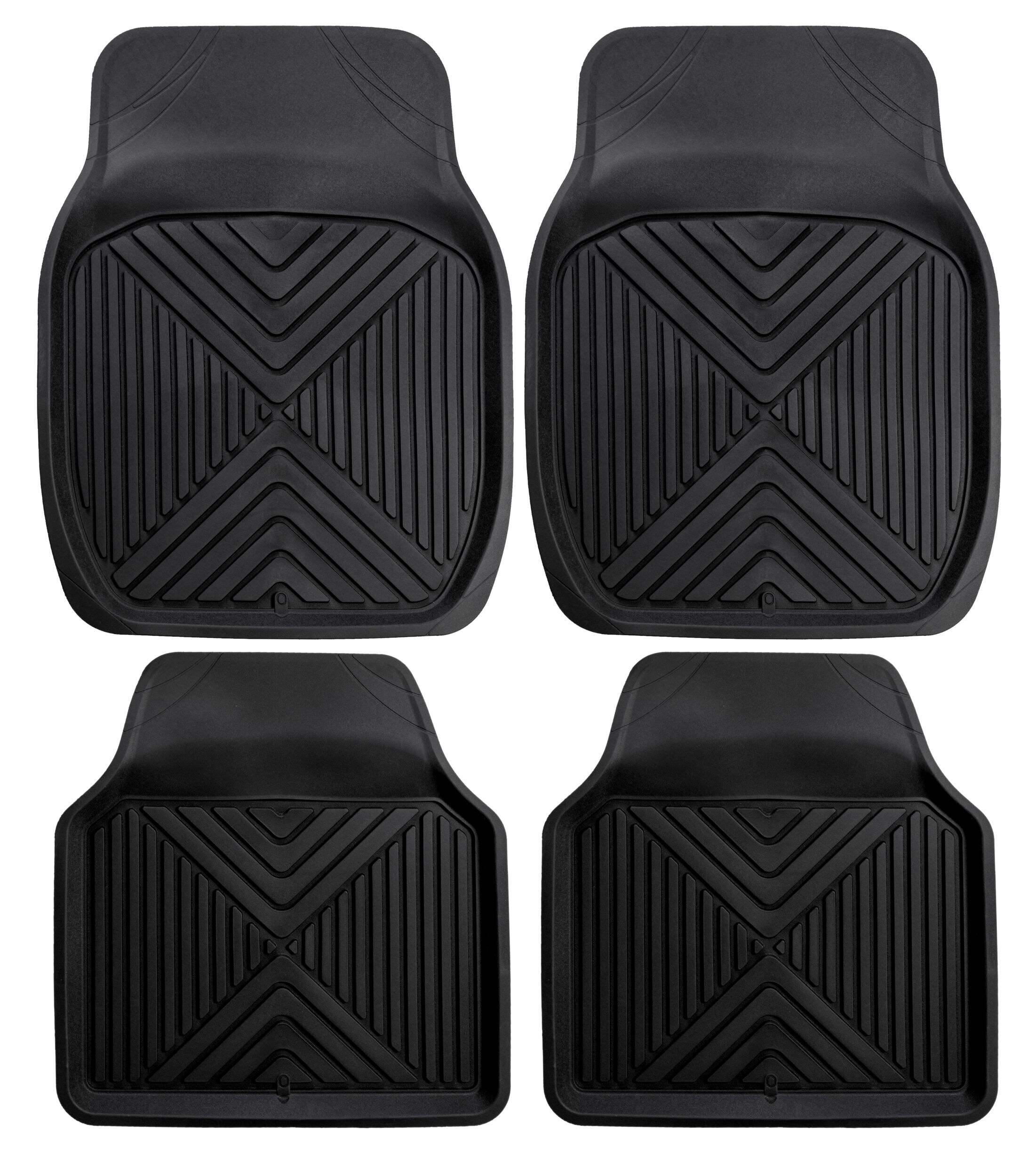 MotoMaster Deep Tray Rubber Car Floor Mat, Black, 4-Pack Front_Three_Fourths_Angled_Left