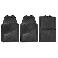 AutoTrends Black Carbon Fibre All Weather Car Floor Mat, 4-Pc Overhead_Flat