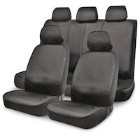 AutoTrends Truck Heavy Duty Seat & Headrest Cover Set for Back Bench Seat, Black Front_Three_Fourths_Angled_Left