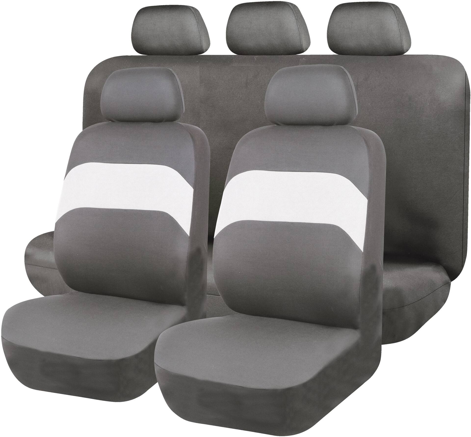 AutoTrends Seat Cover Set for Back Bench Seat, Black & Grey