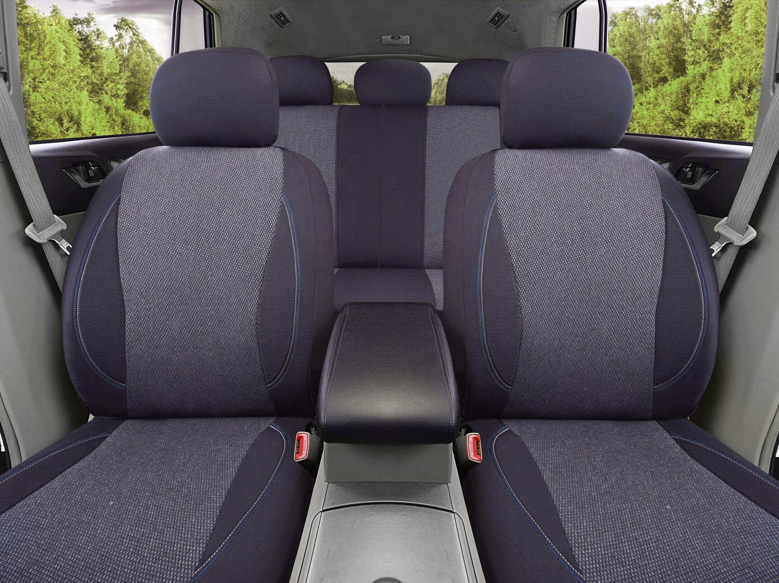 AutoTrends Low Back Stitch Seat Cover Set for Back Bench Seat, Black