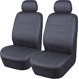 Housse de siège AutoTrends, similicuir, dossier bas, PVC, gris, paq. 2 Front_Angled_Left
