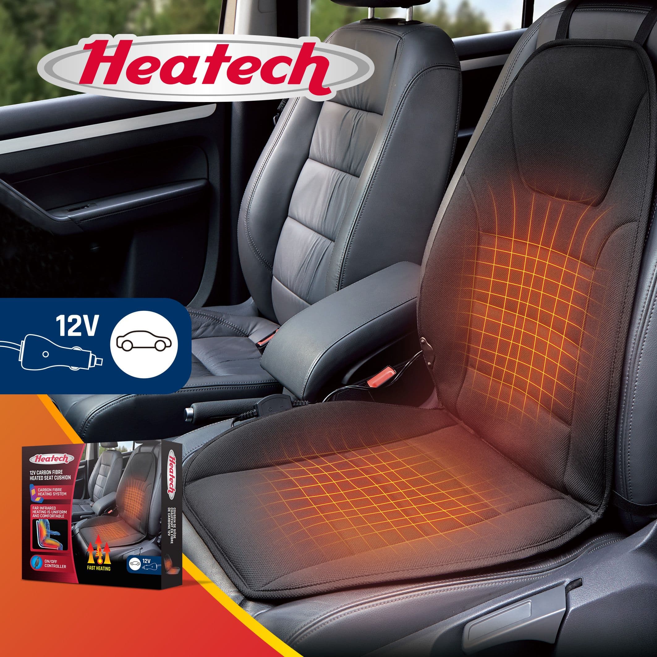 Heatech 12V Full Back Seat Heated Cushion Canadian Tire