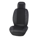 AutoTrends Luxury Linen & Faux Leather Seat Cushion with Pocket, Black Front_Angled_Left