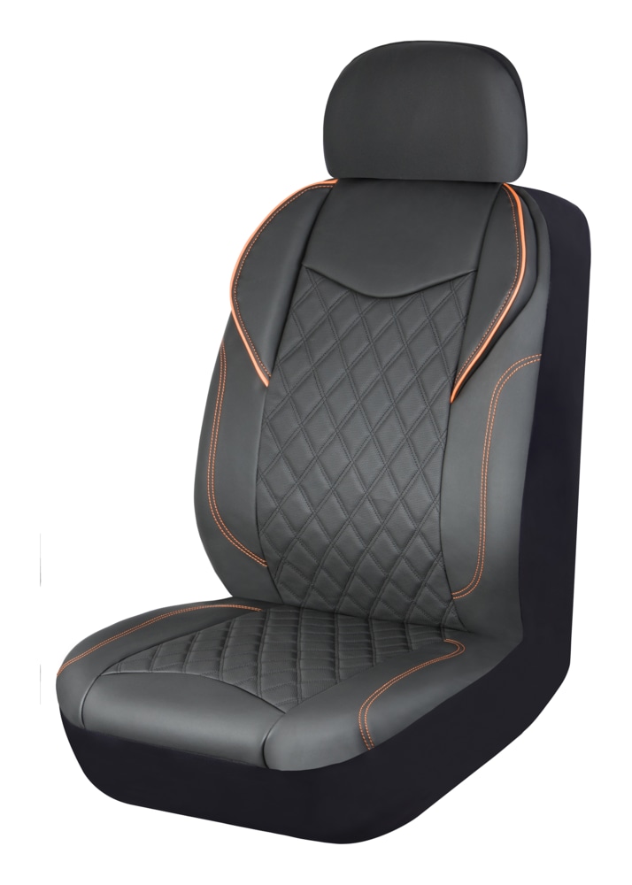 AutoTrends Leatherette Faux Leather Seat Cover with Padding, Black with