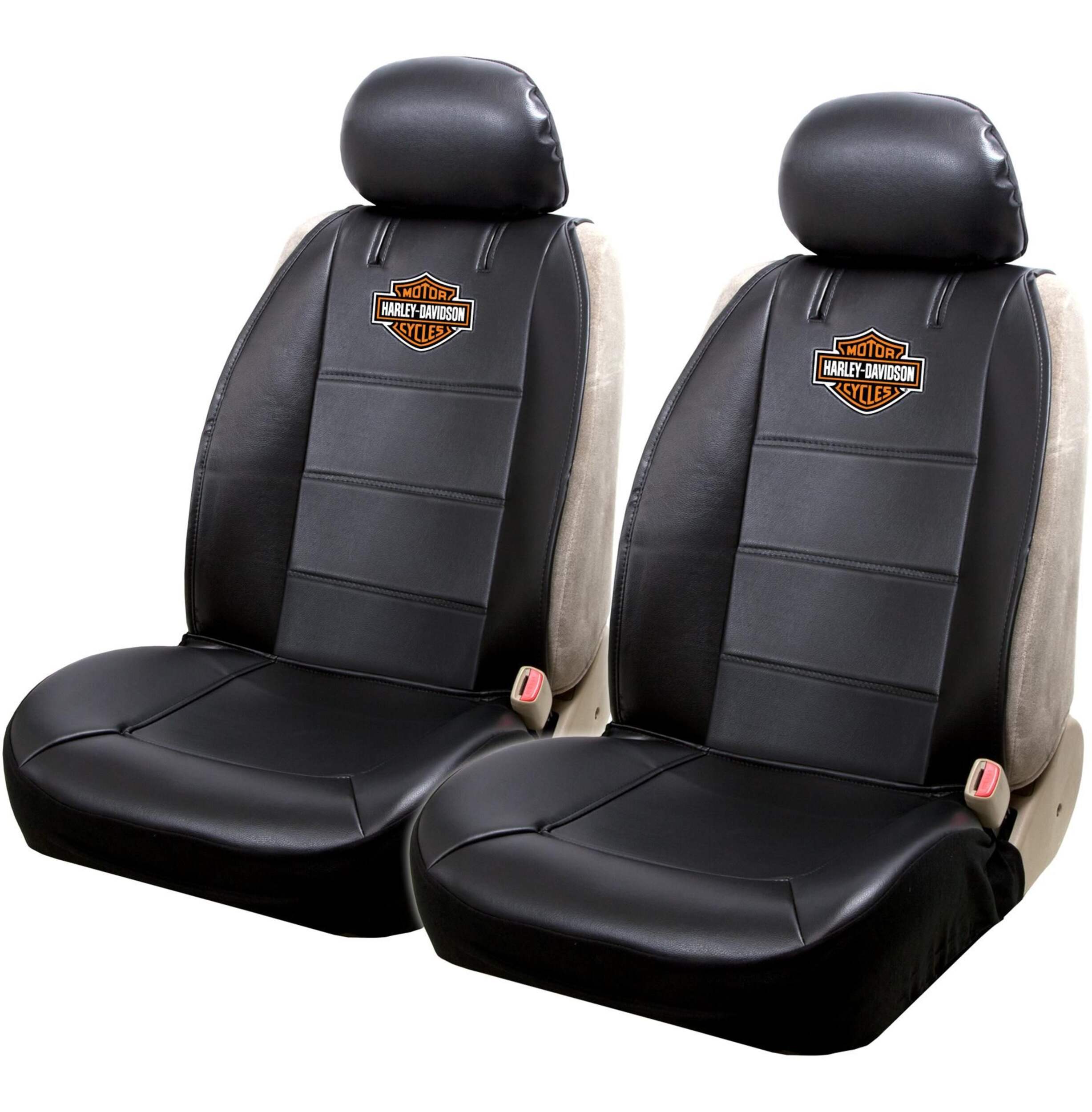 Harley-Davidson Sideless Vinyl Seat Cover, Black, 2-pk Front_Angled_Left