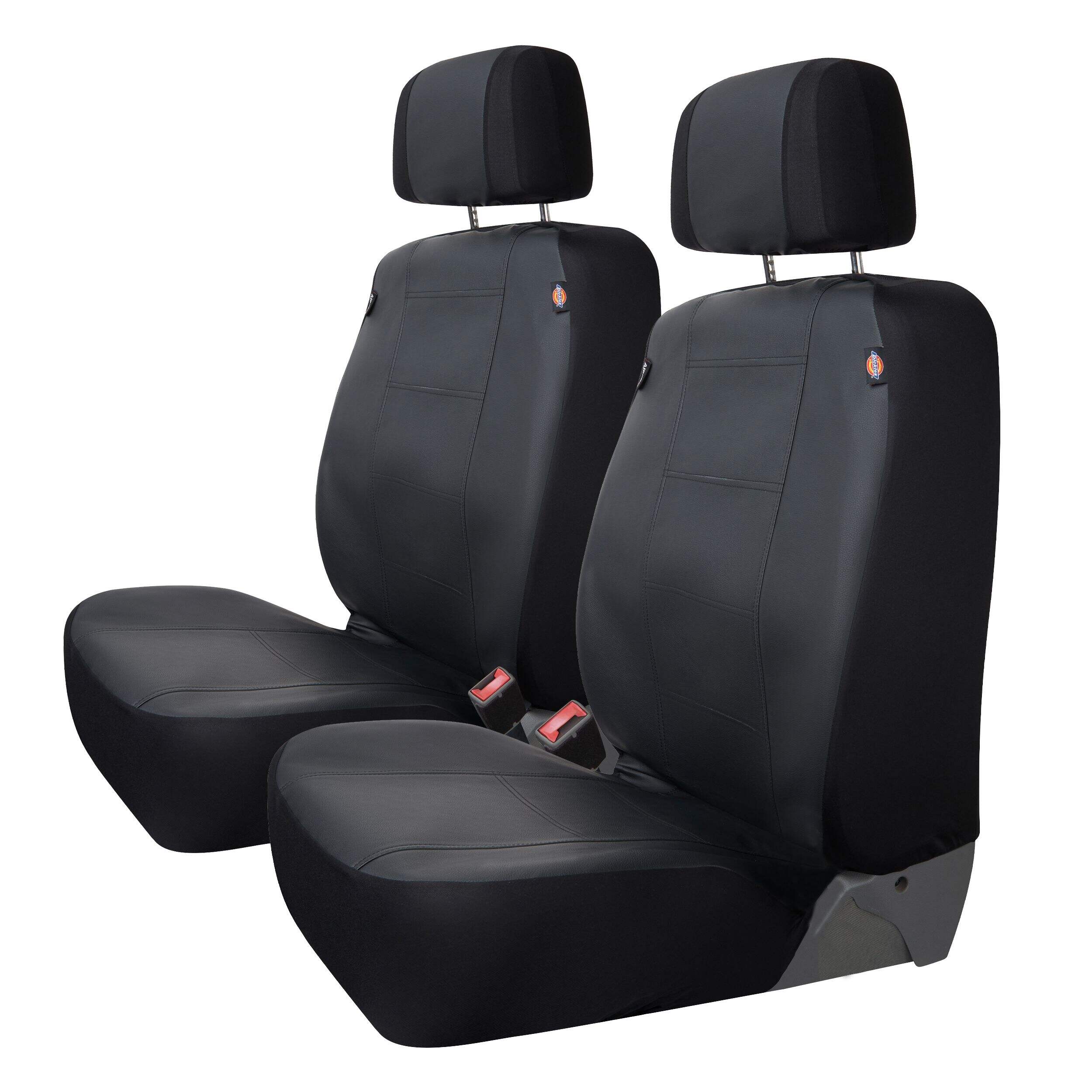 Dickies Leatherette Seat Cover, Black, 2-pk Front_Angled_Left