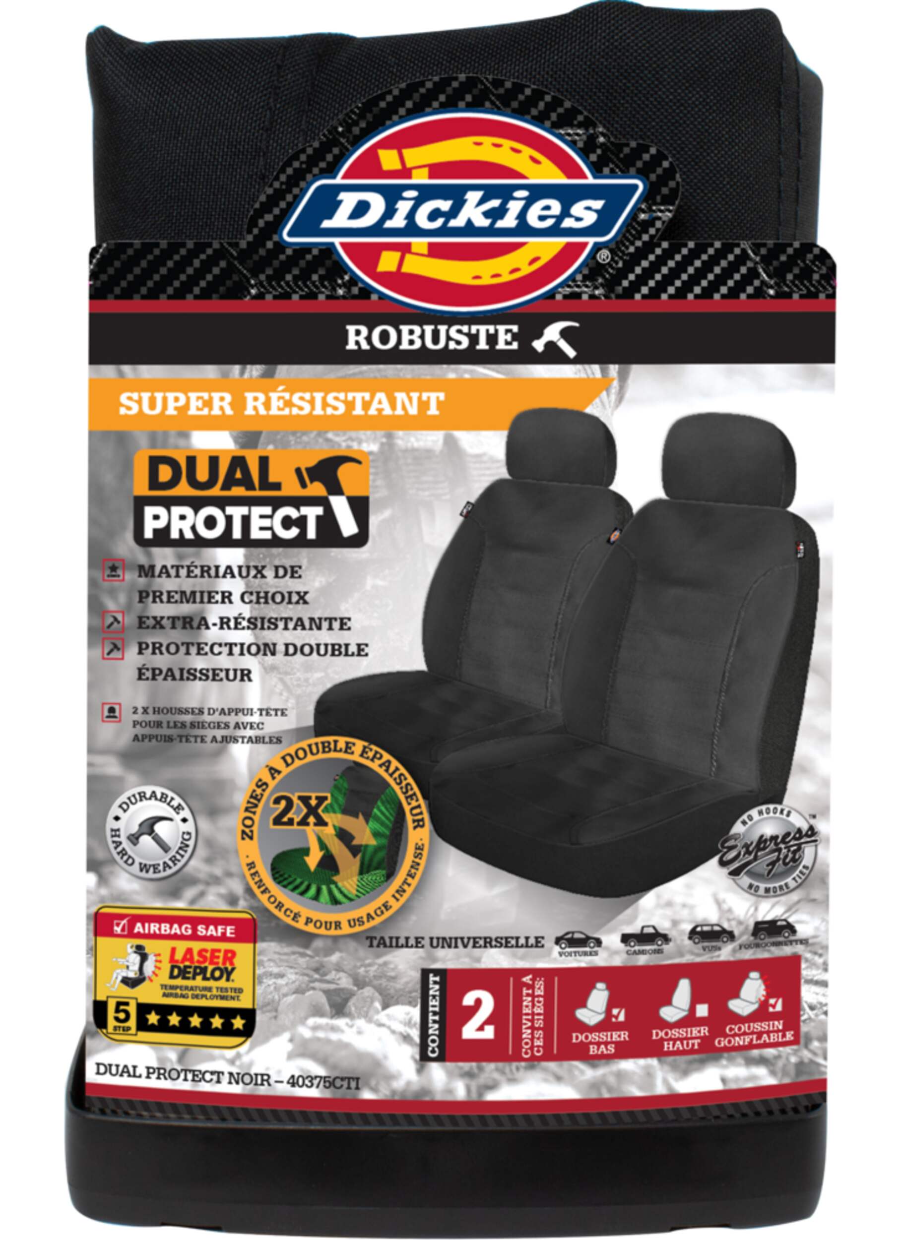 Dickies Heavy Duty Seat Cover Set, Black, 2pk Canadian Tire