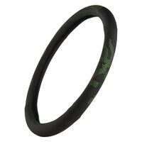 Browning Buckmark Branding Future Steering Wheel Cover, Black with Green Embroidered Grips Front_Angled_Left