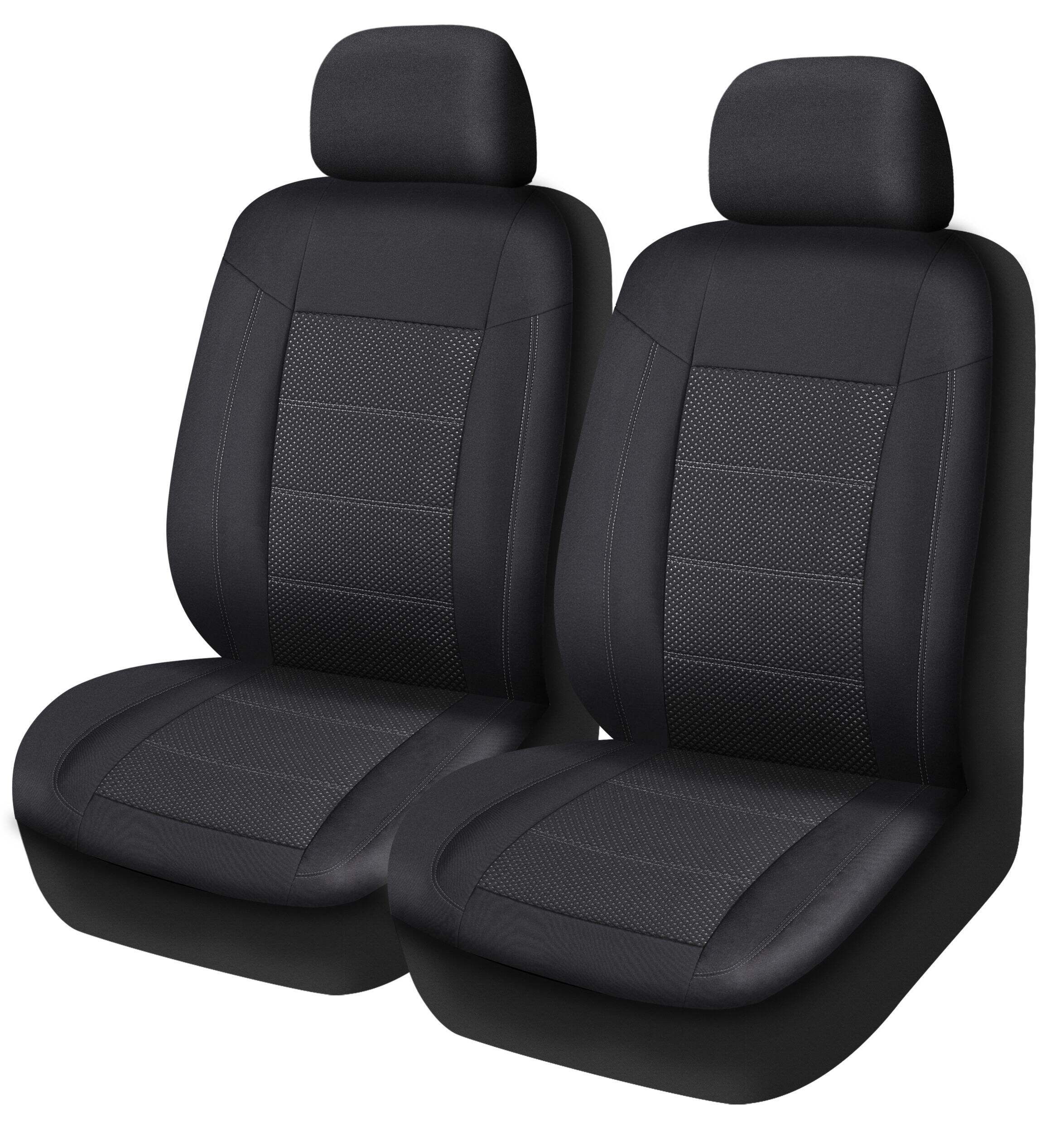 AutoTrends Embossed Car Seat Cover, Black, 2-pk Front_Three_Fourths_Angled_Left