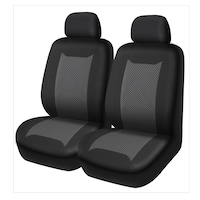 AutoTrends Track Car Seat Cover, Black & Grey, 2-pk Front_Three_Fourths_Angled_Left