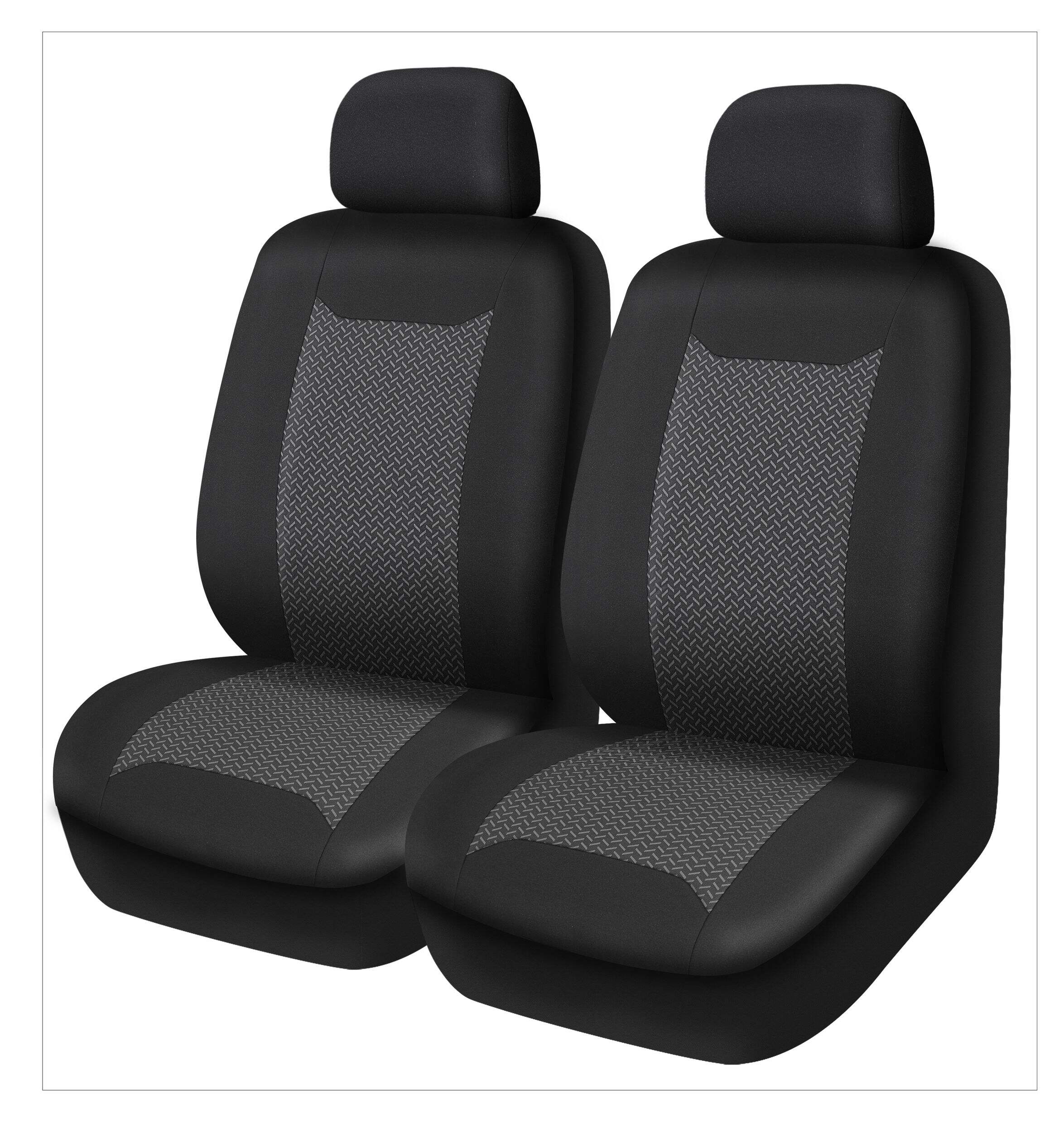 AutoTrends Track Car Seat Cover, Black & Grey, 2-pk Front_Three_Fourths_Angled_Left