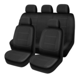 AutoTrends Water-Resistant Seat Cover Set for Back Bench Seat, Black, 3-pk Front_Three_Fourths_Angled_Left
