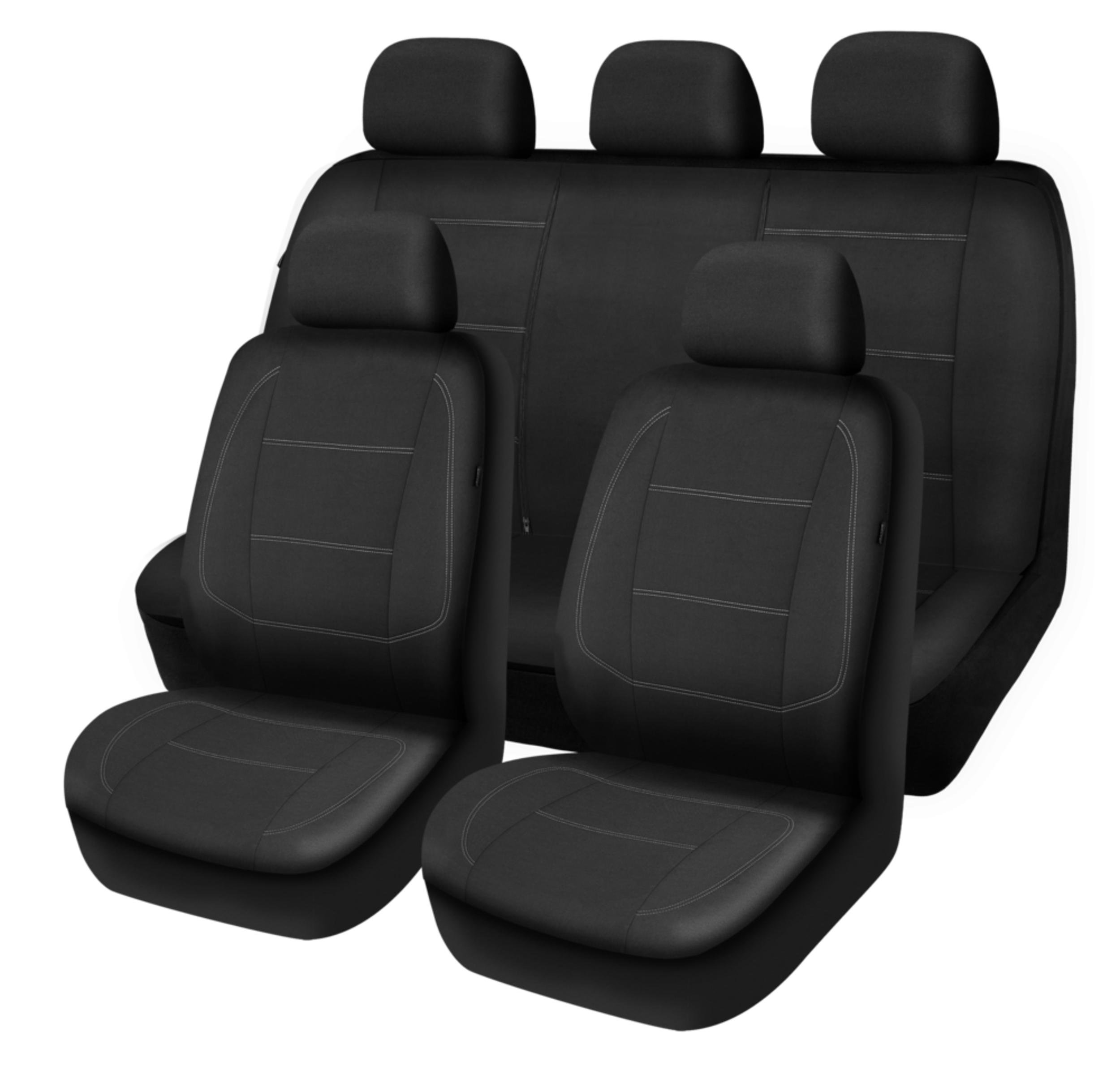 AutoTrends Water-Resistant Seat Cover Set for Back Bench Seat, Black, 3-pk Front_Three_Fourths_Angled_Left