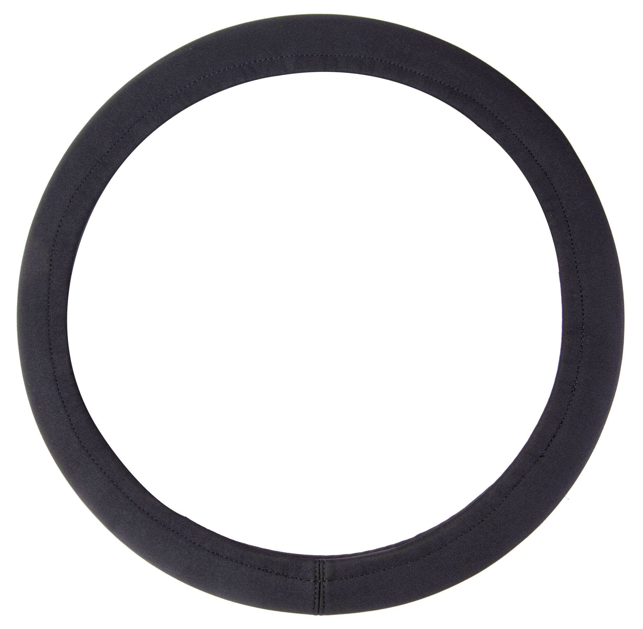 AutoTrends No Ring Neoprene Steering Wheel Cover, Black Front_Three_Fourths_Angled_Left