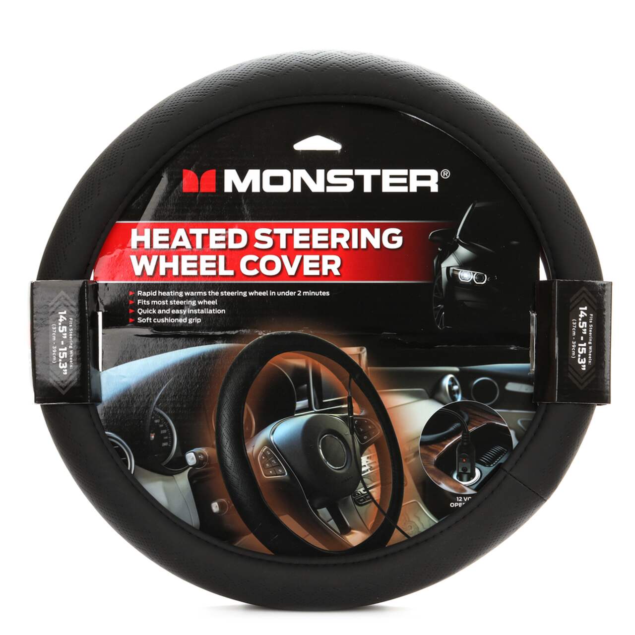 Monster Heated Steering Wheel Cover, Black